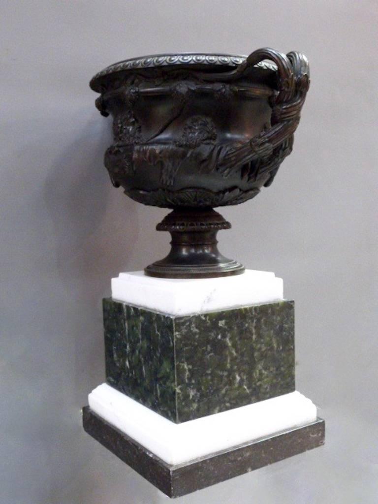 Neoclassical Revival Bronze Reduction of the Warwick Vase For Sale