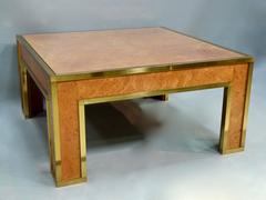 Burr Maple and Brass Coffee Table
