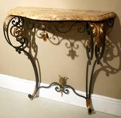 Pair of 20th Century French Wrought Iron Console Tables