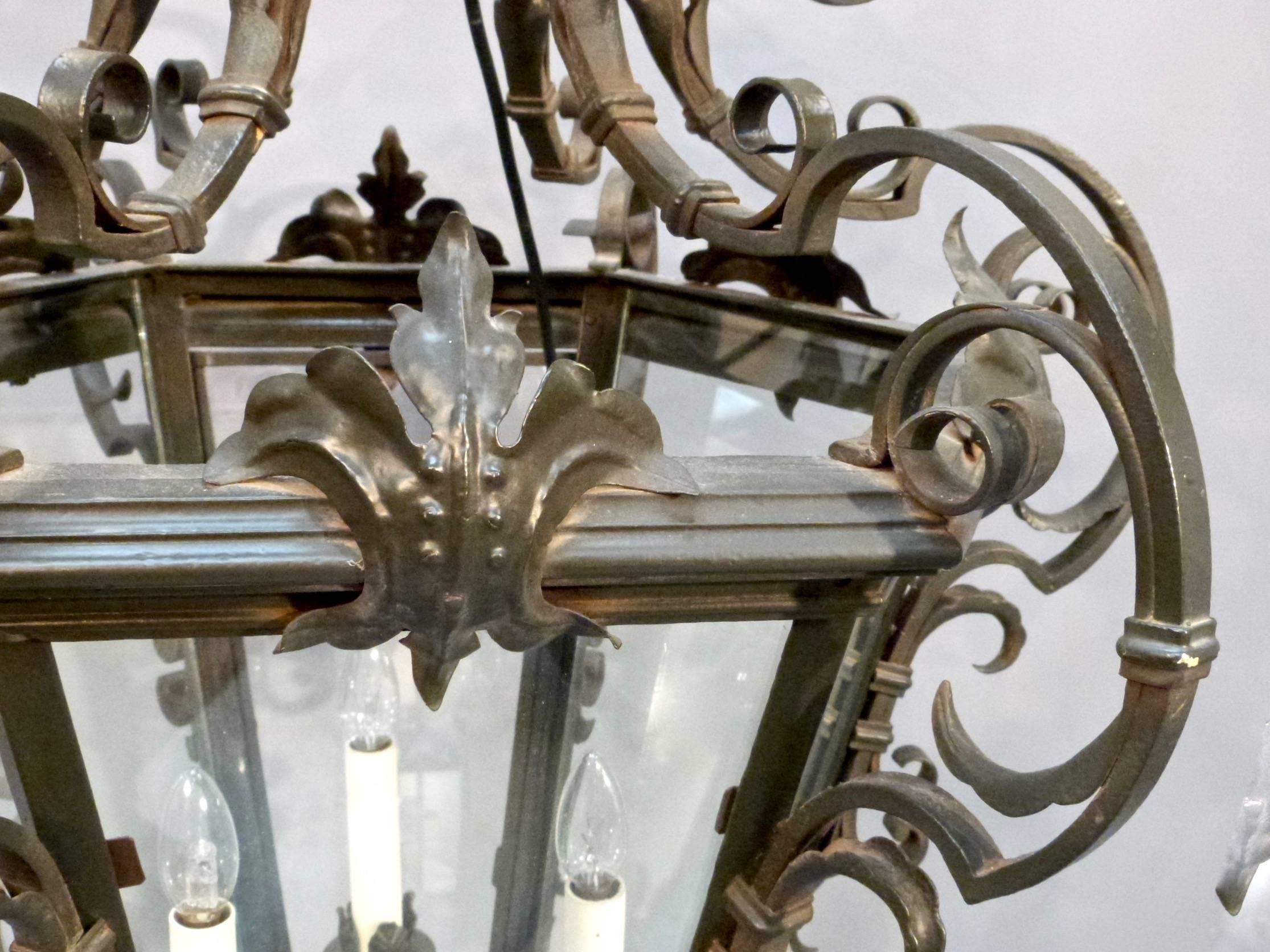 An impressive Venetian style wrought iron hanging lantern from the collection of Lord Beaverbrook.