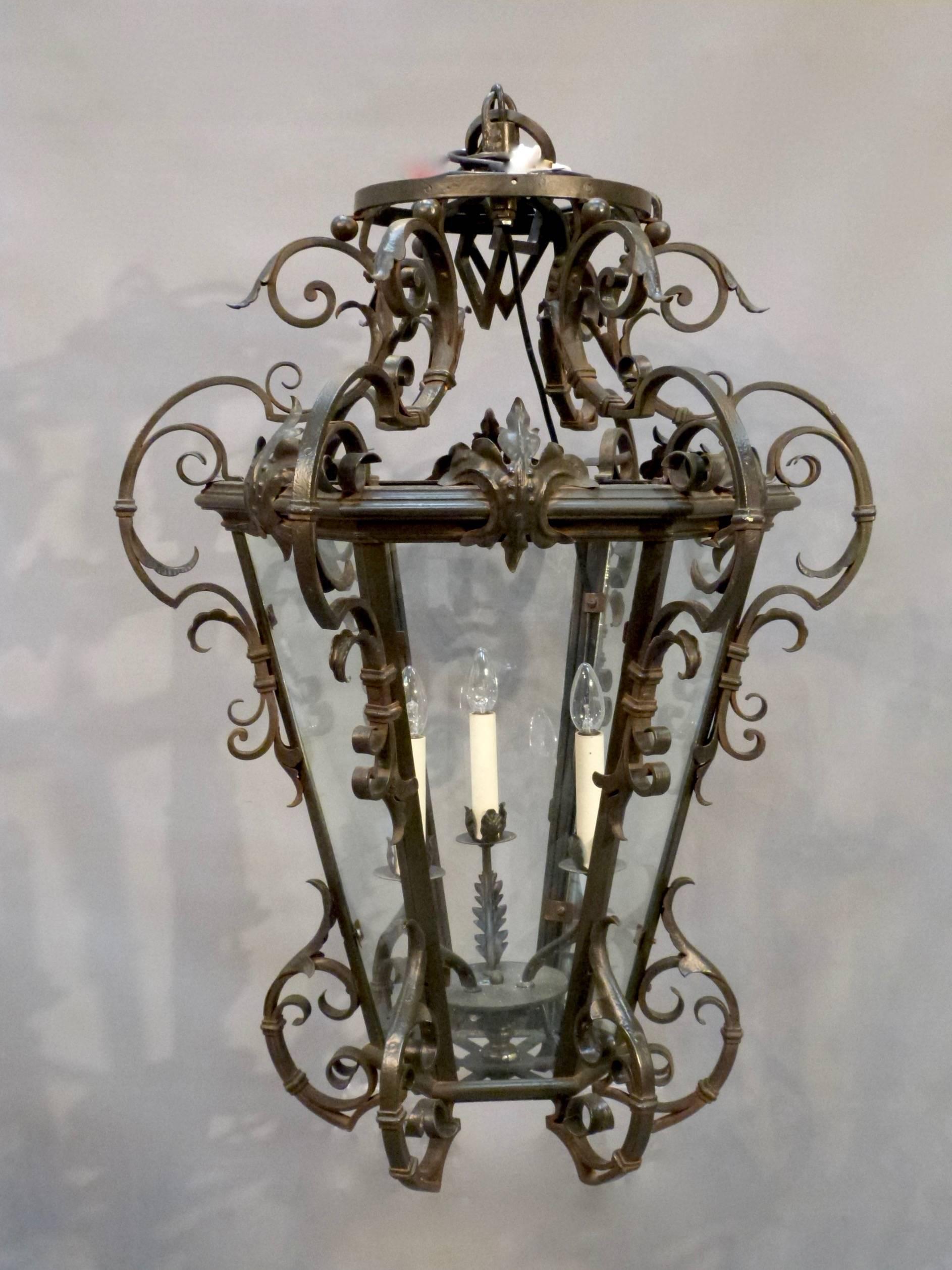 Impressive Wrought Iron Lantern In Excellent Condition For Sale In Froxfield, Wiltshire