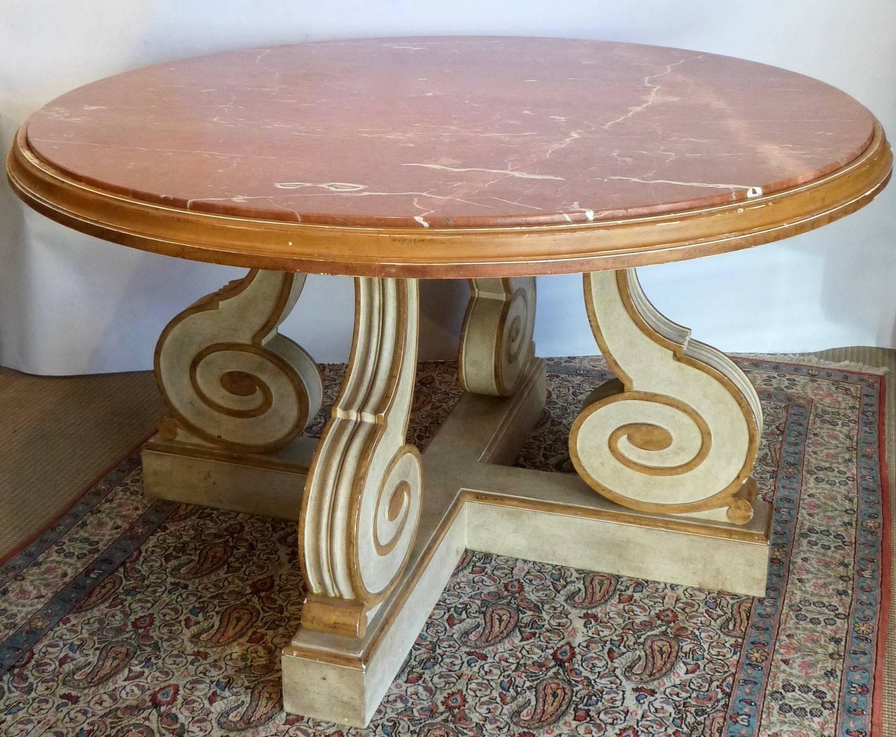 Mid-20 Century Painted Centre Table with Marble Top In Excellent Condition For Sale In Froxfield, Wiltshire