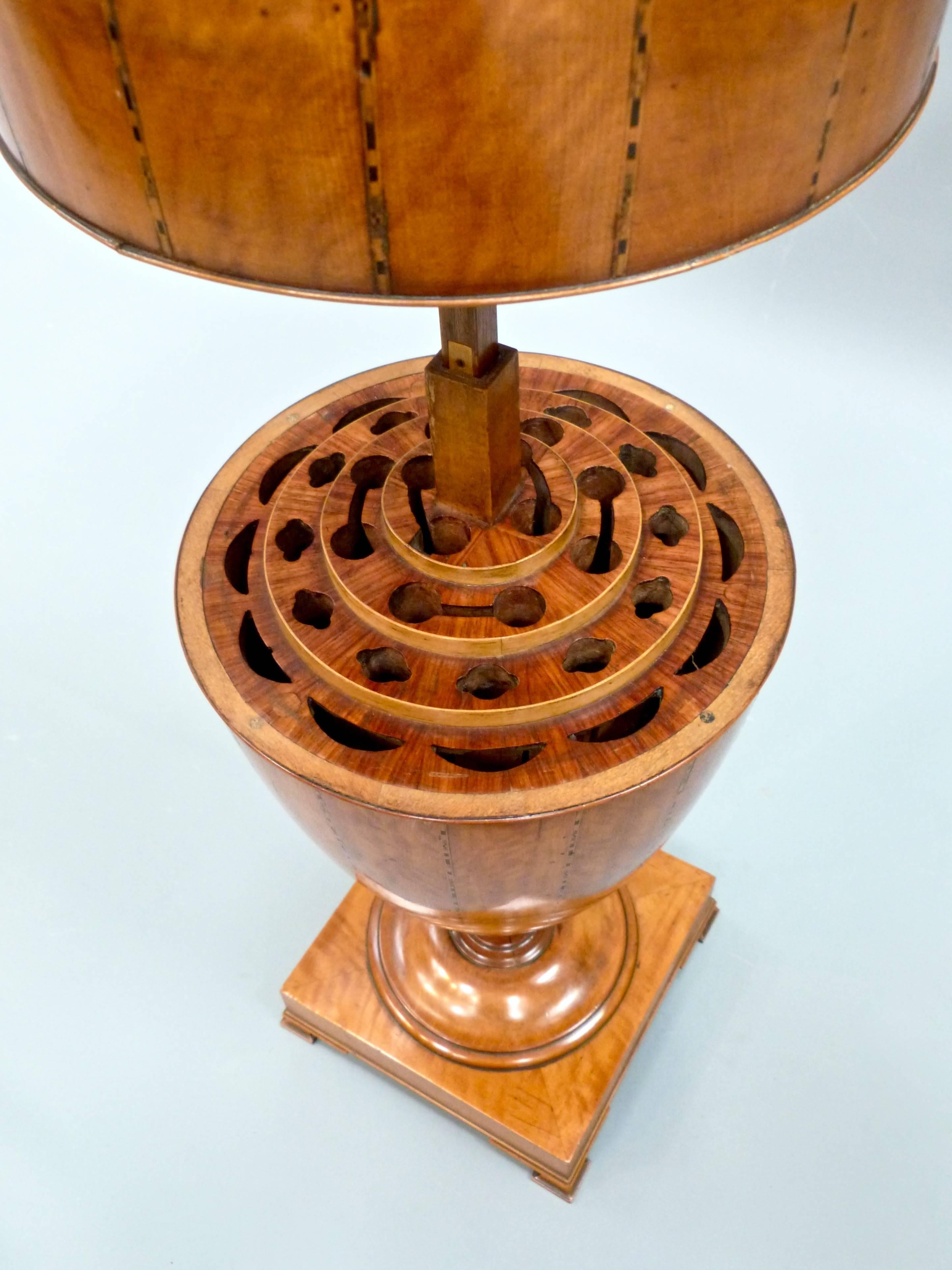 English Late 19th Century Satinwood Cutlery Urn