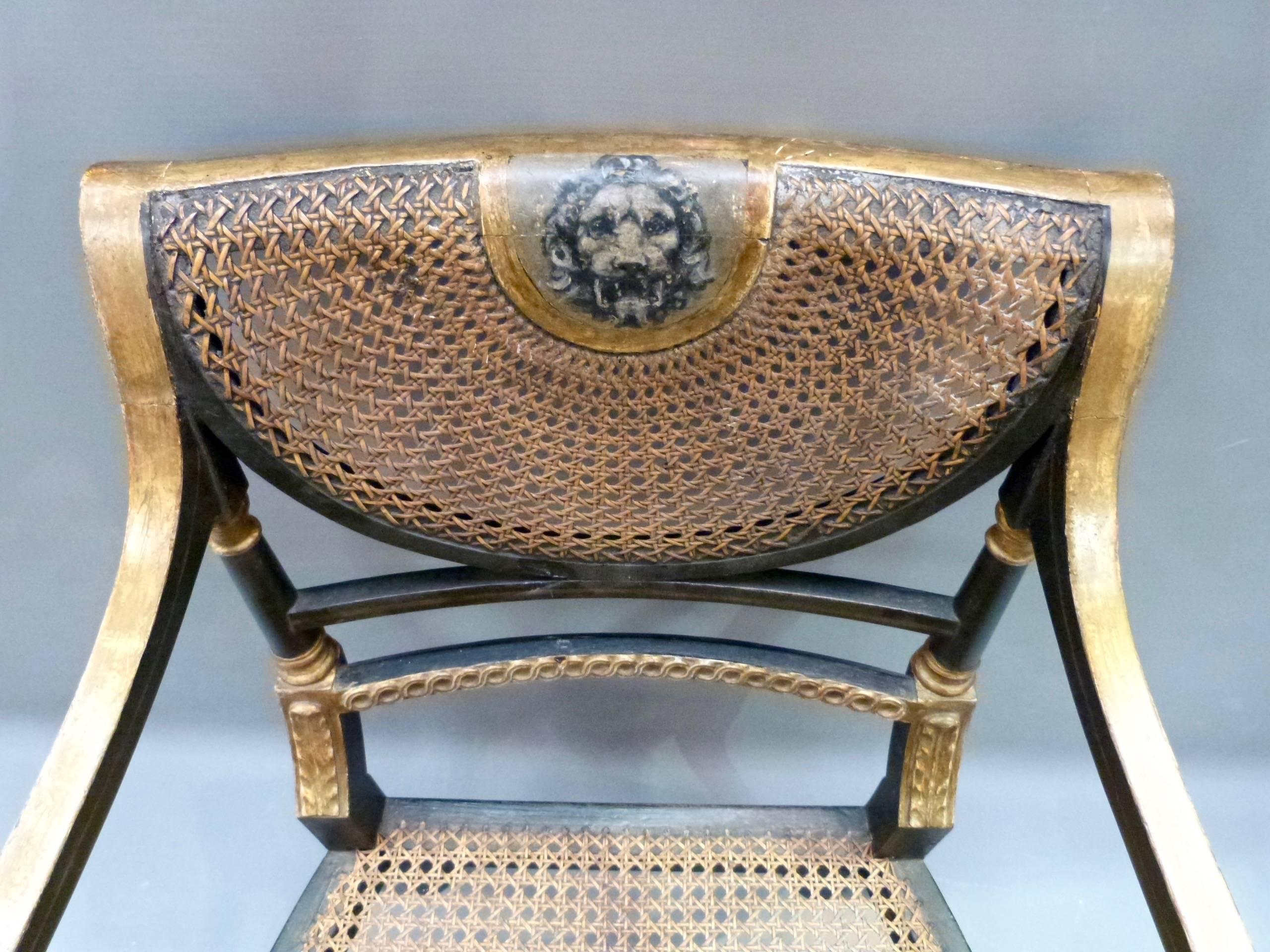 Ebonized Pair Regency Ebonised Carver Chairs For Sale