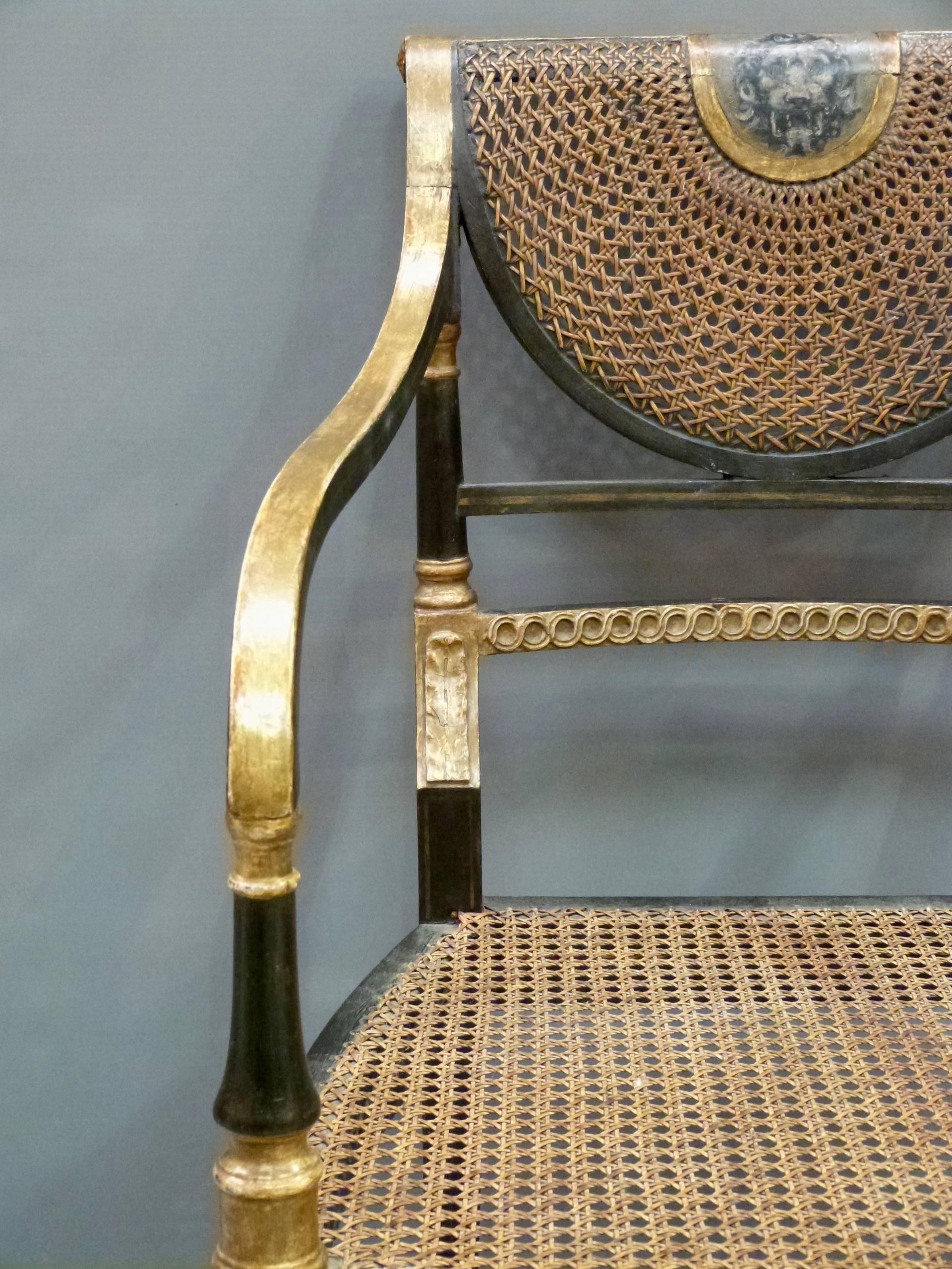 Early 19th Century Pair Regency Ebonised Carver Chairs For Sale
