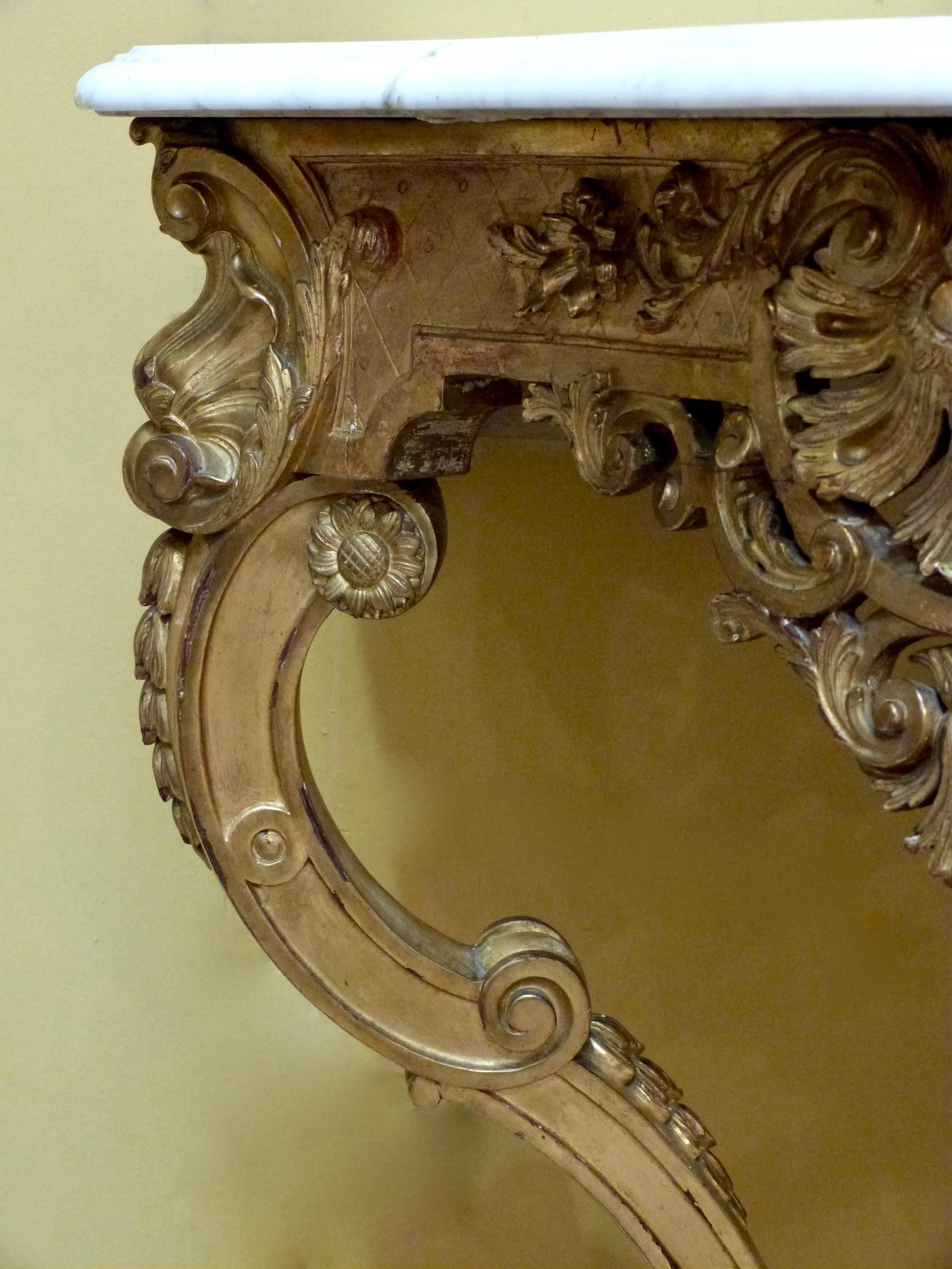 Gilt Matching Console and Mirror For Sale