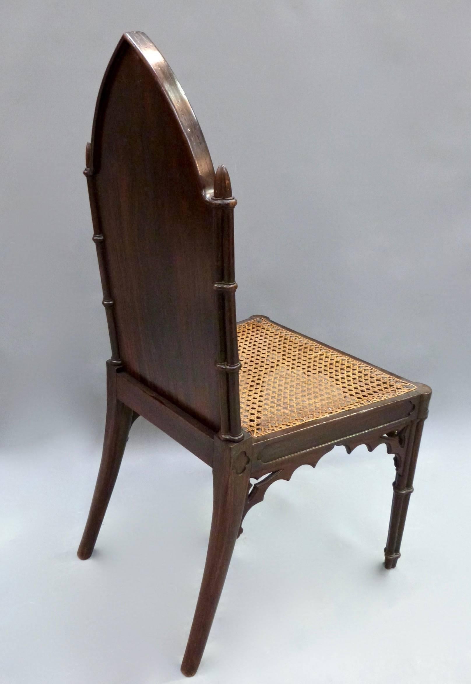 English Set of Eight Regency Gothic Hall Chairs For Sale