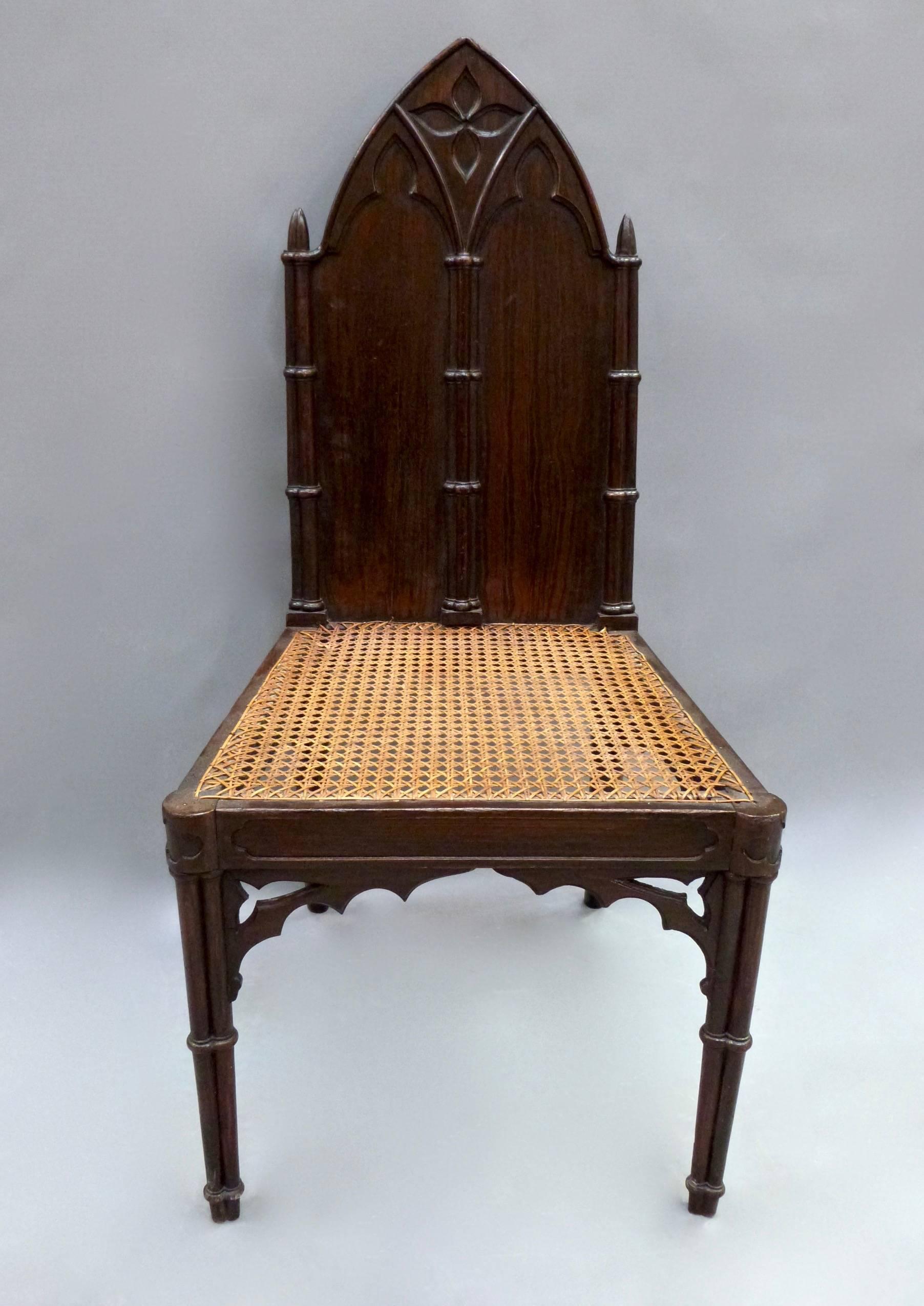 Set of Eight Regency Gothic Hall Chairs In Good Condition For Sale In Froxfield, Wiltshire