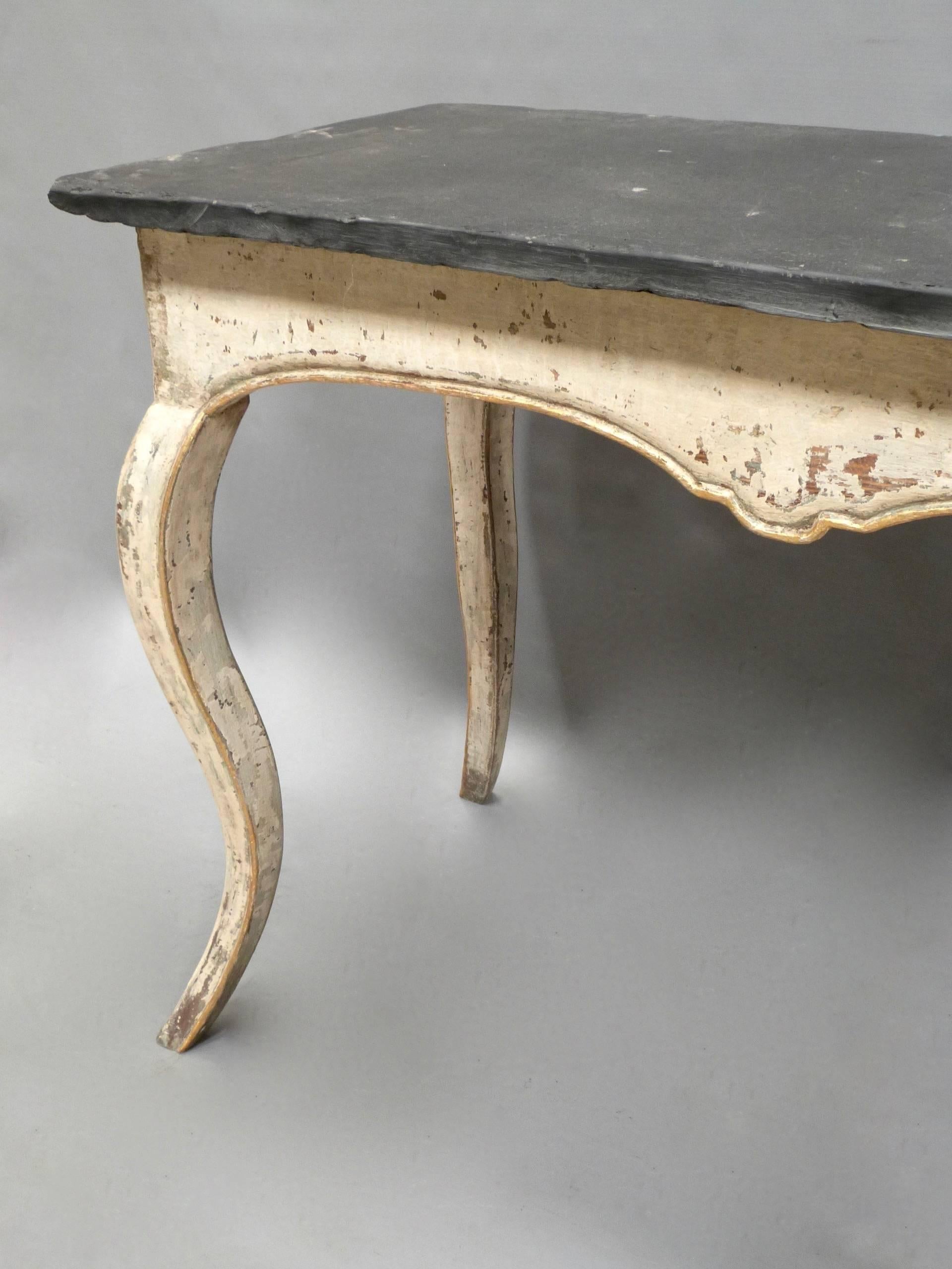 French Provincial Pair of French Late 19th Century Tables with Slate Tops For Sale