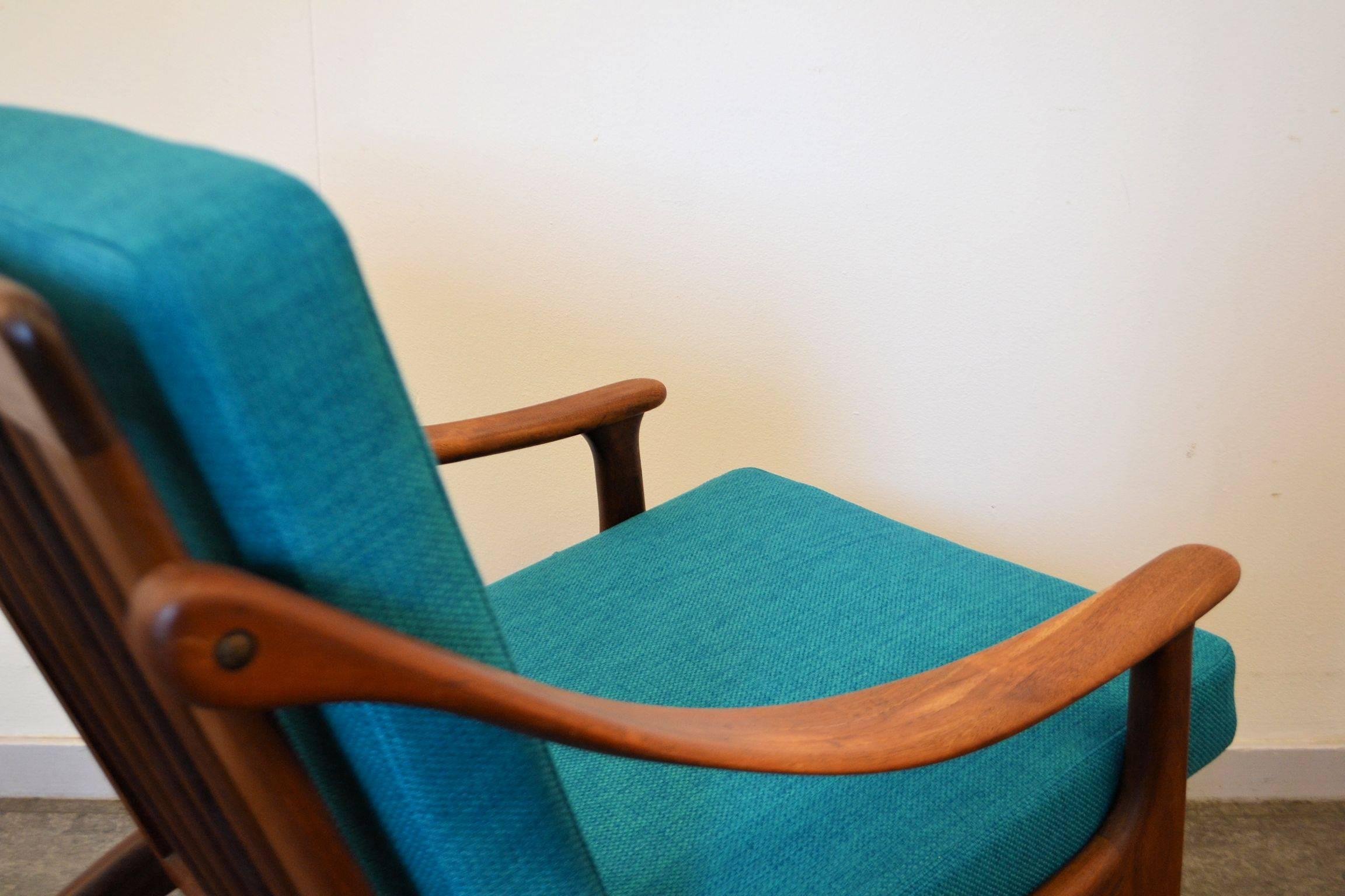 Fabric Arne Hovmand Olsen Teak Lounge Chair For Sale