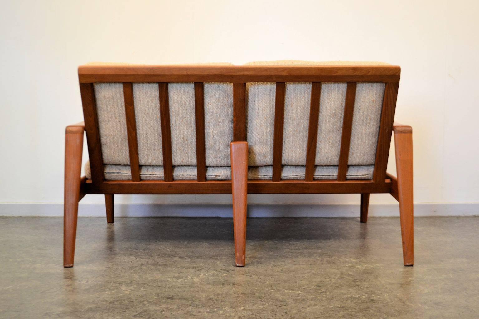 Mid-Century Modern Arne Wahl Iversen Two-Seating Teak Sofa For Sale