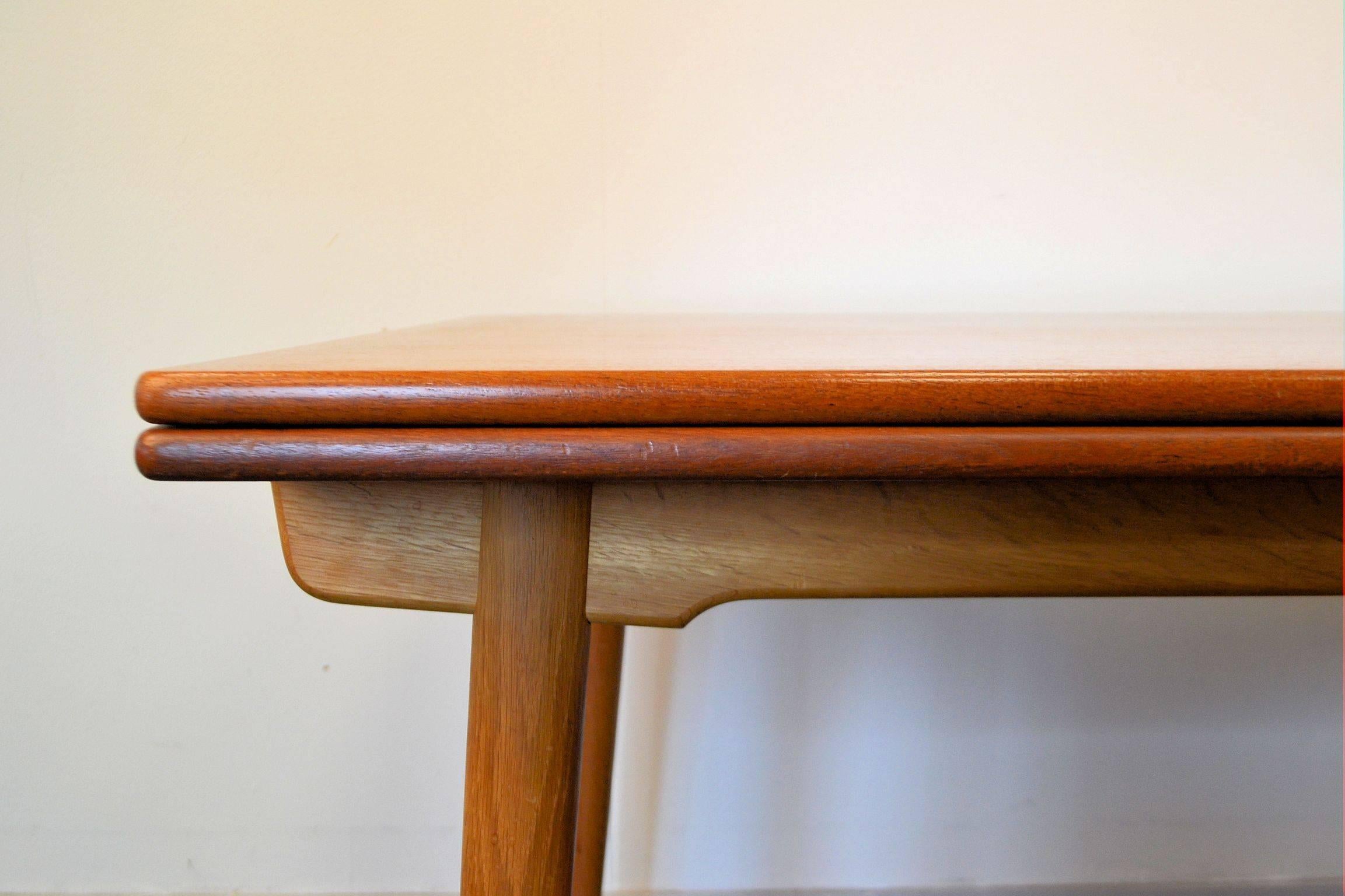 Danish Hans J. Wegner Teak/Oak Extendable Dining Table For Sale