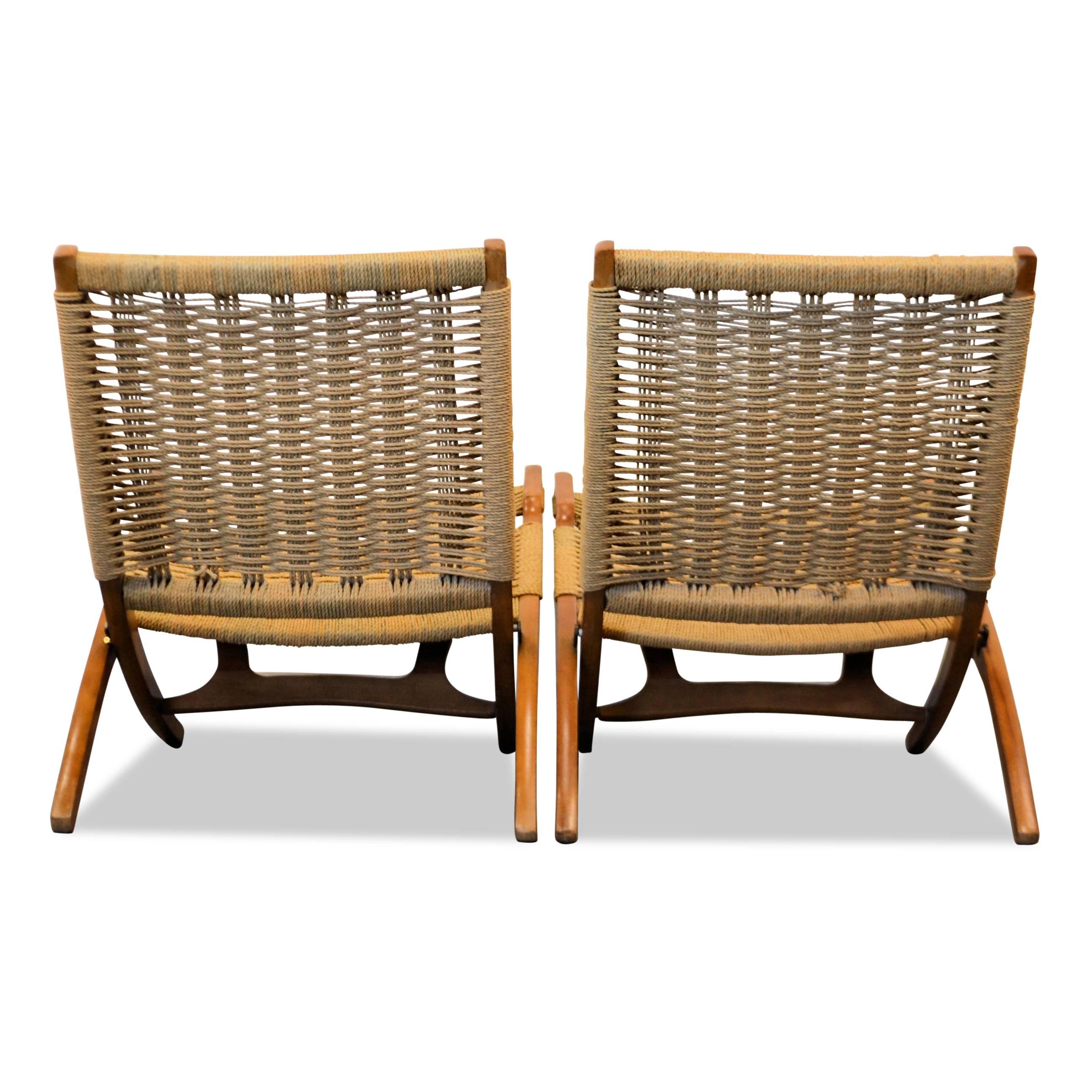 Mid-Century Modern Ebert Wels Rope Folding Chairs Set of Two For Sale