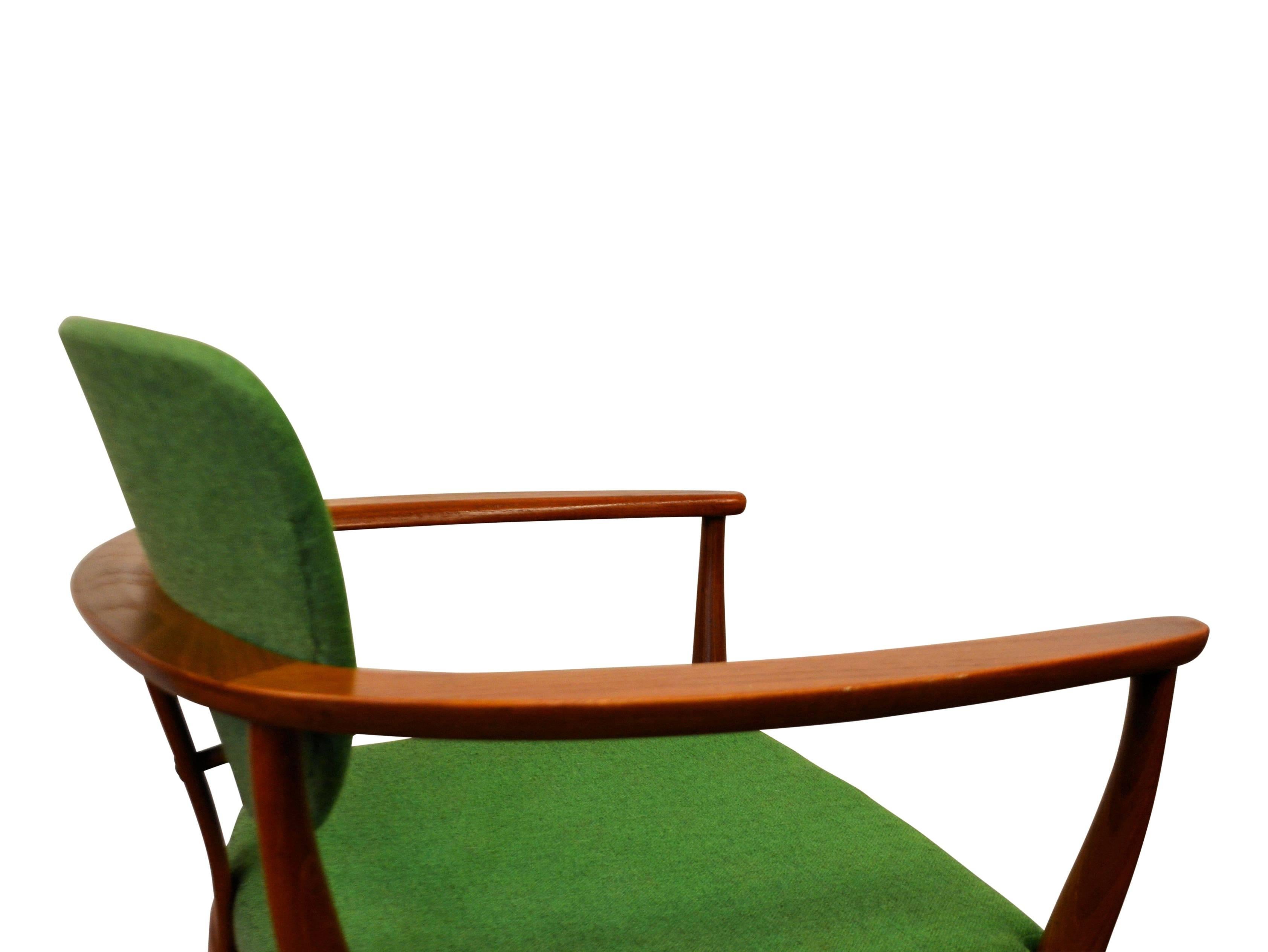 Wool Mid-Century Modern Danish Design Teak Armrest Chairs, Set of Two For Sale