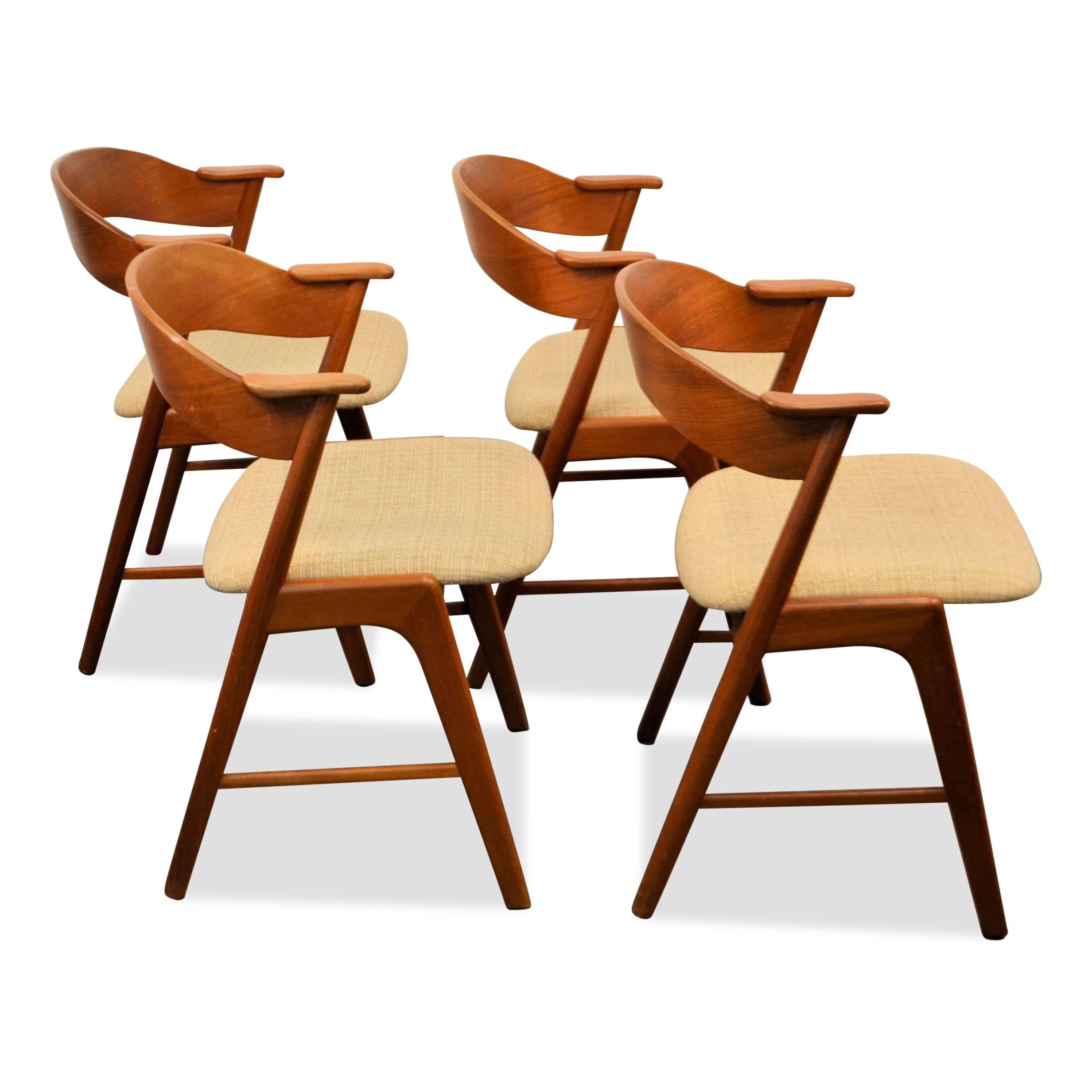 Mid-Century Modern Kai Kristiansen Teak Armrest Dining Chairs For Sale