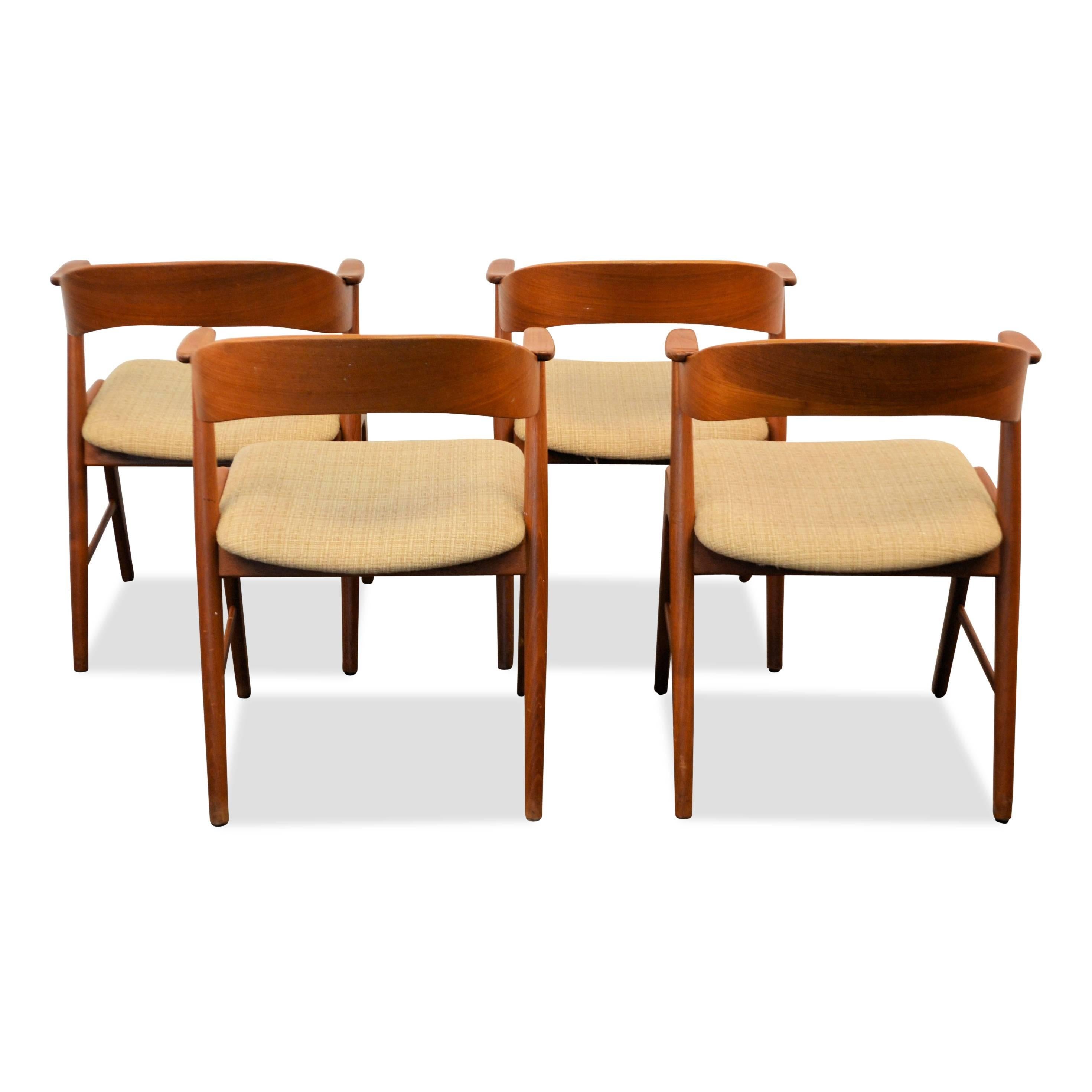 Danish Kai Kristiansen Teak Armrest Dining Chairs For Sale