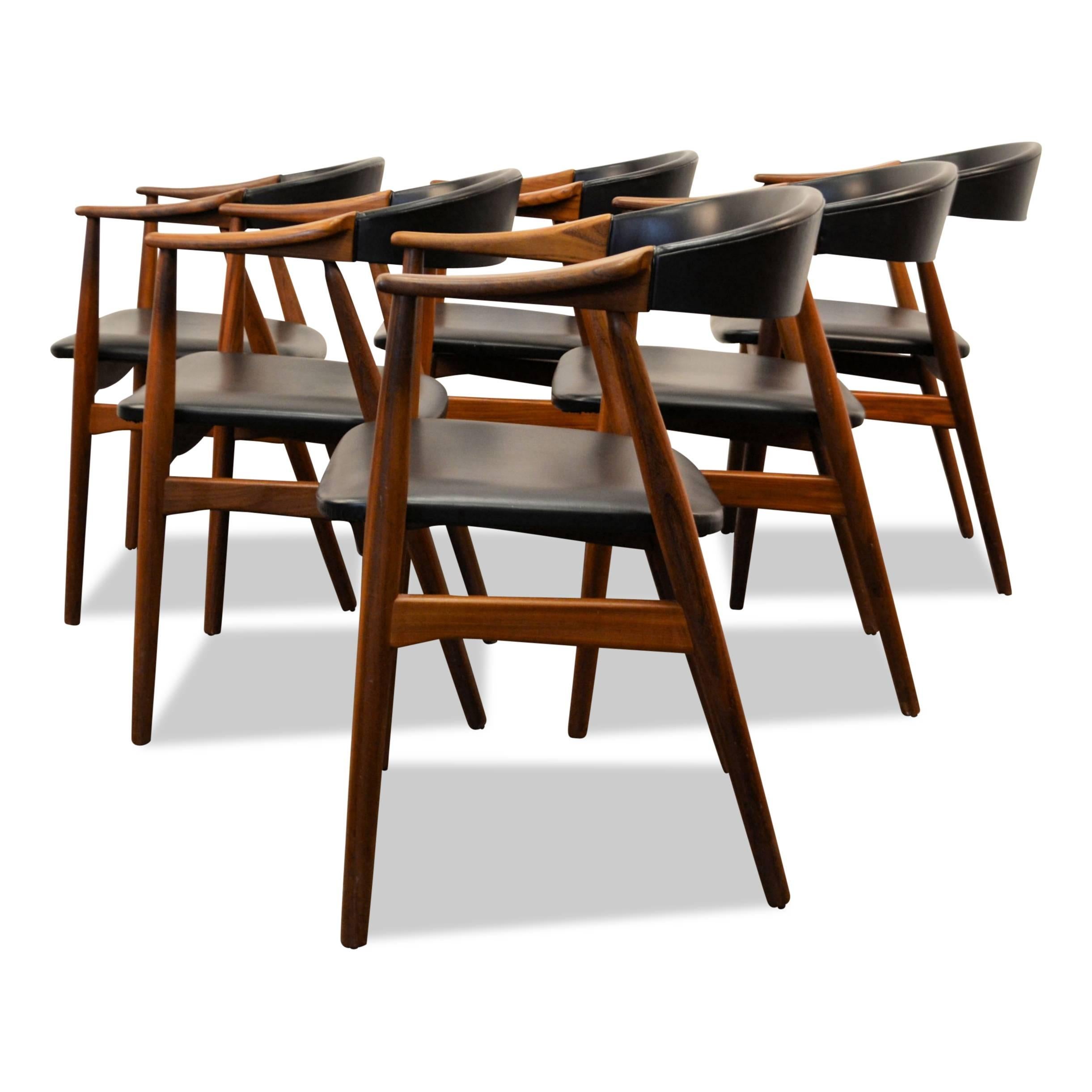 Mid-Century Modern Farstrup Teak Armrest Dining Chairs, Set of Six For Sale