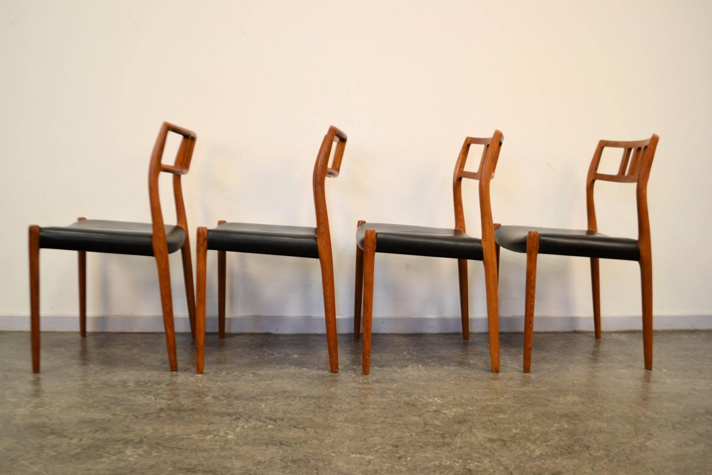Scandinavian Modern Niels O. Møller Model 79 Set of Four Teak Dining Chairs For Sale