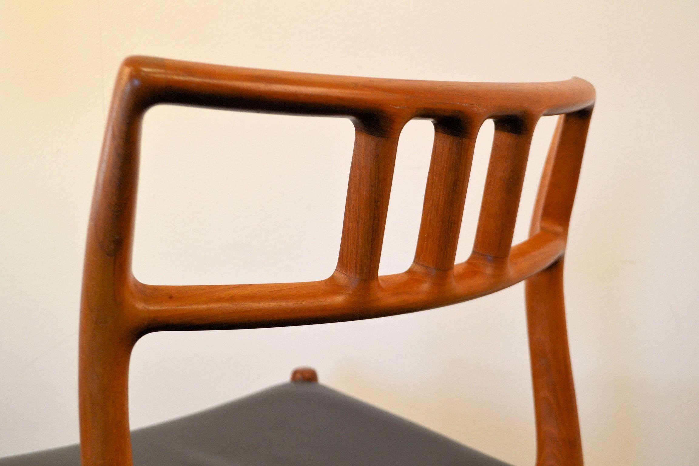 Leather Niels O. Møller Model 79 Set of Four Teak Dining Chairs For Sale