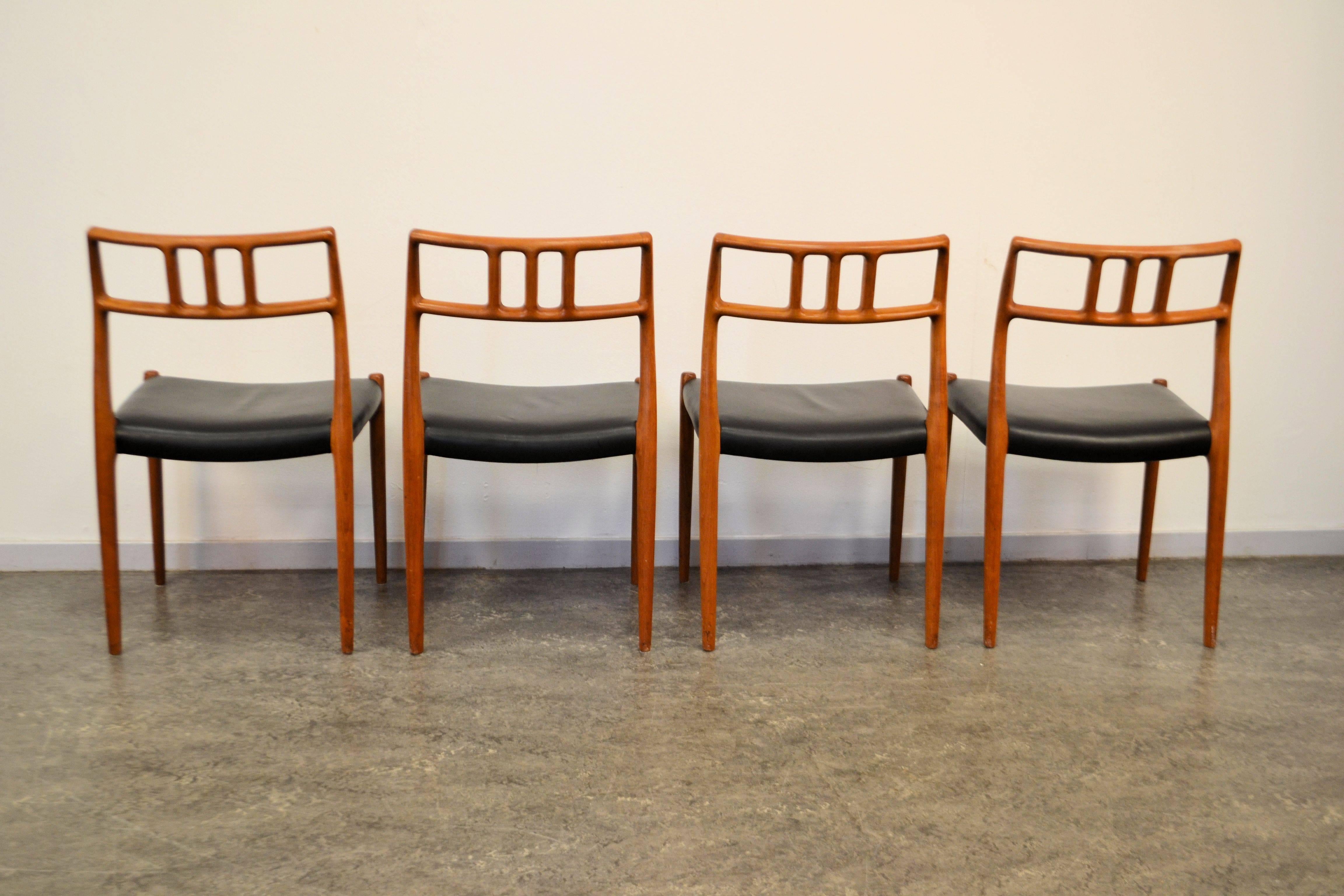 Danish Niels O. Møller Model 79 Set of Four Teak Dining Chairs For Sale