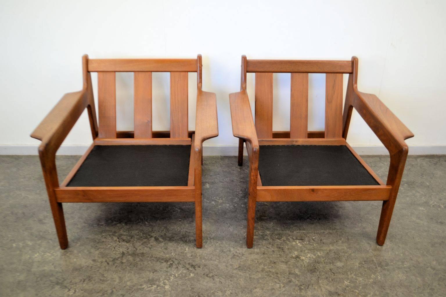 Danish Arne Wahl Iversen Teak Lounge Chairs, Set of Two