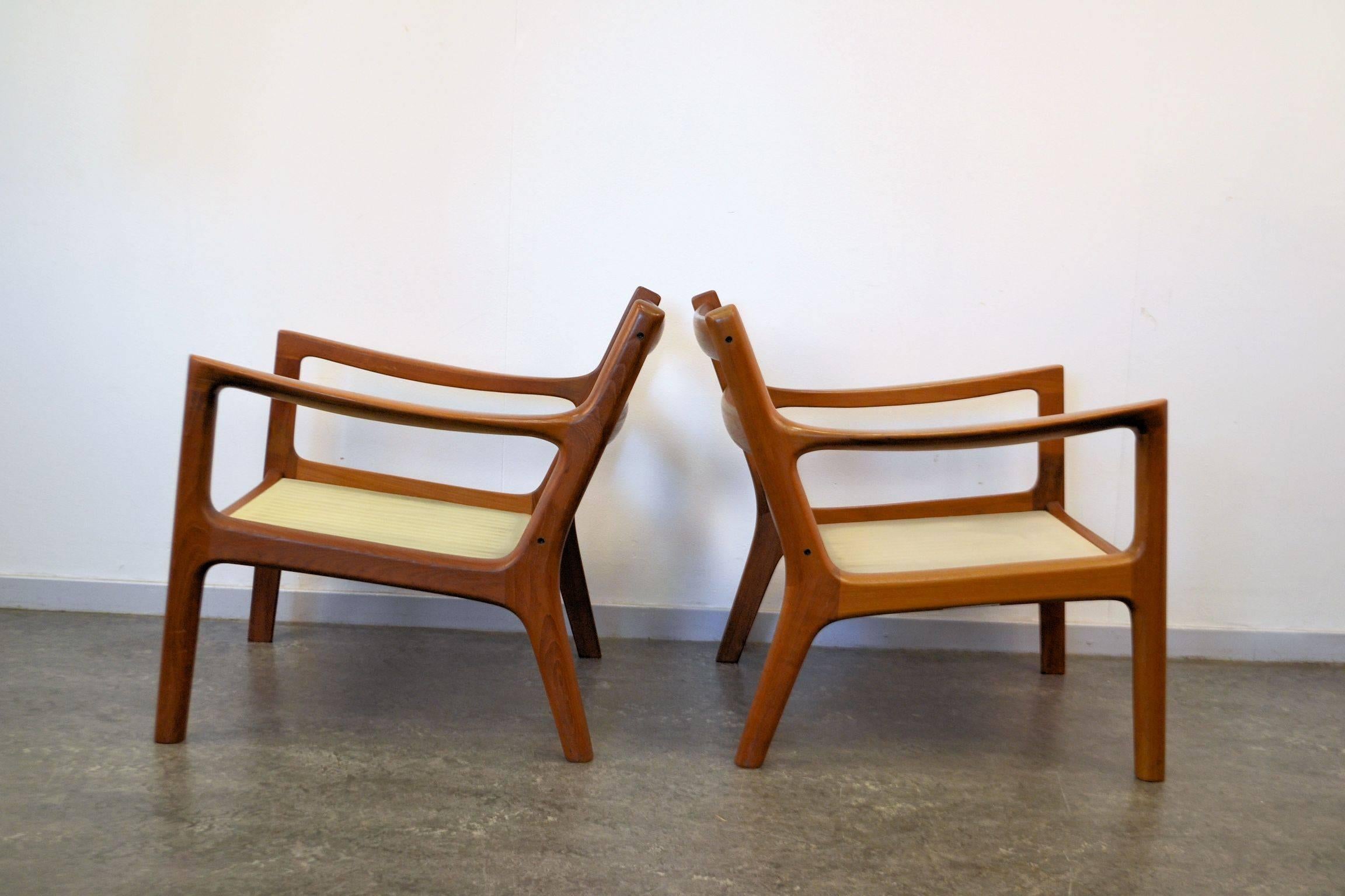 Leather Ole Wanscher Senator Teak Chairs, Set of Two For Sale