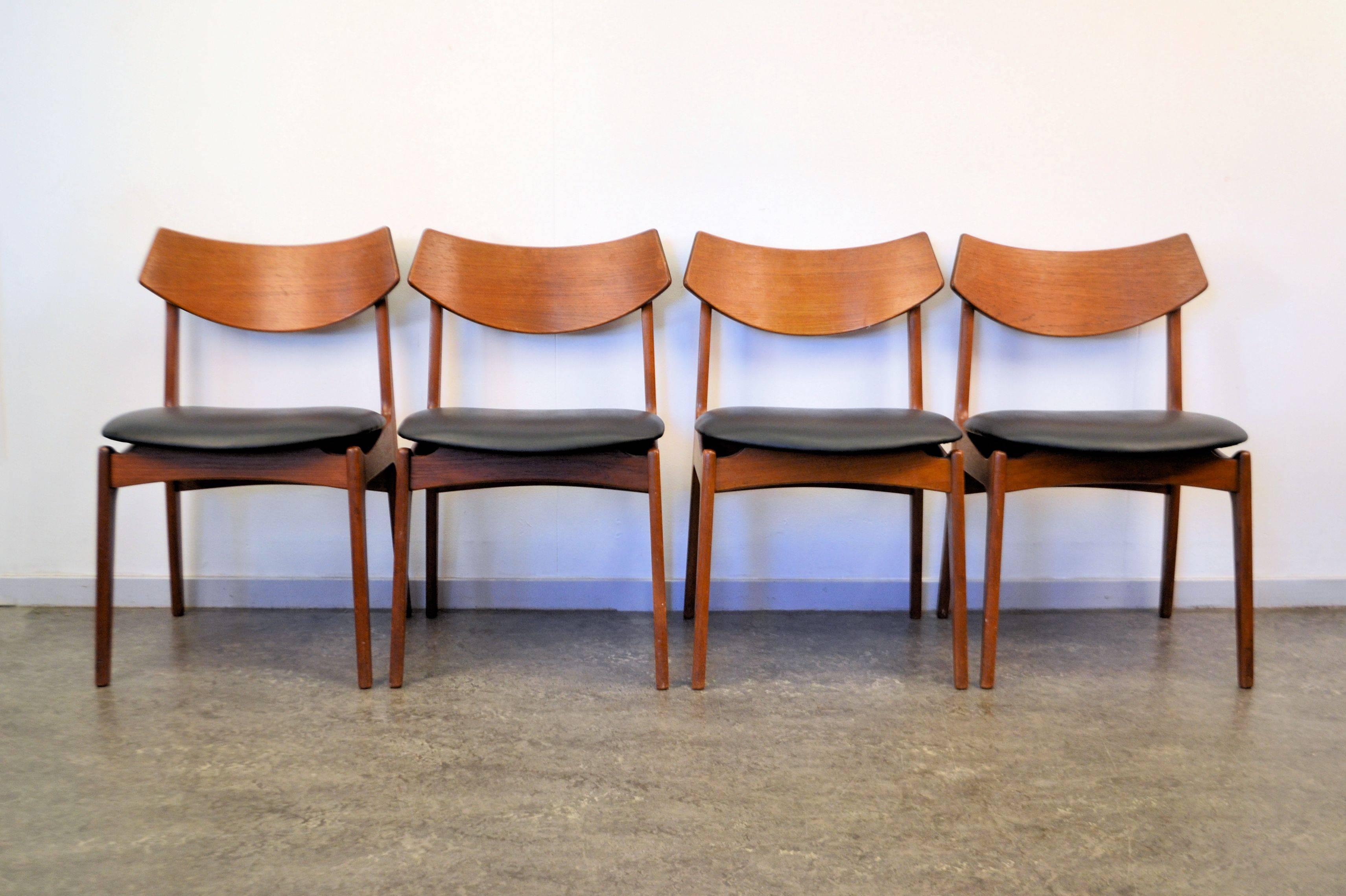 Funder Schmidt & Madsen Teak Dining Chairs, Set of Four In Good Condition For Sale In Panningen, N-Limburg