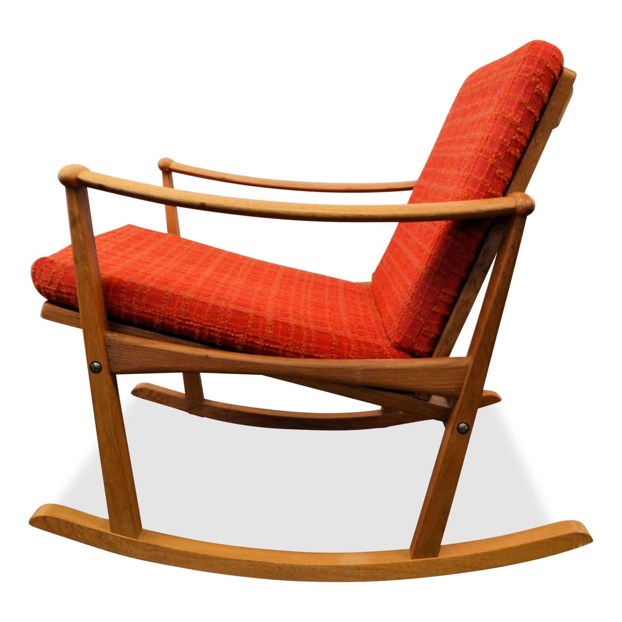 Mid-Century Modern Finn Juhl Oak Rocking Chair For Sale