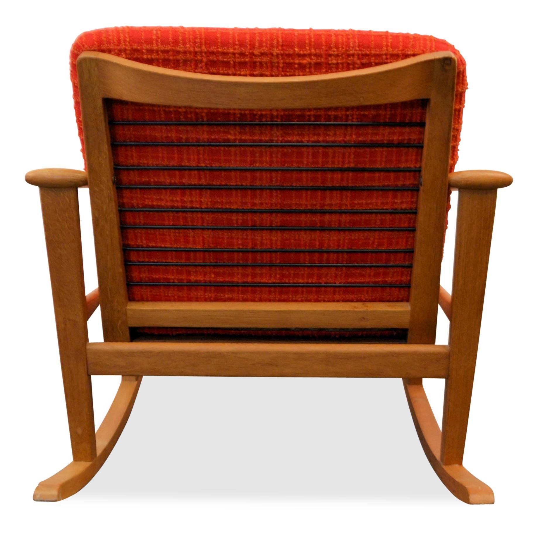 Danish Finn Juhl Oak Rocking Chair For Sale