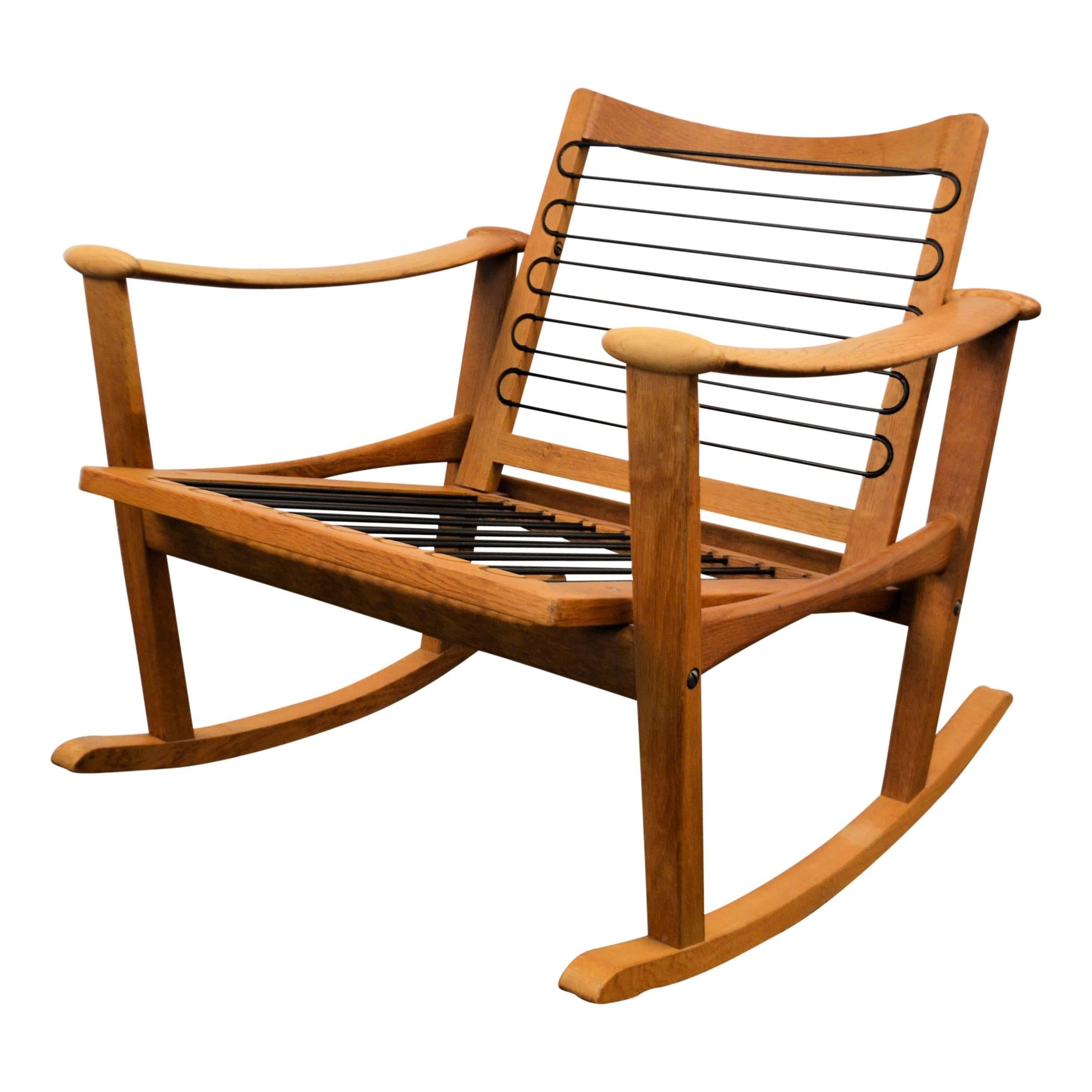 Mid-20th Century Finn Juhl Oak Rocking Chair For Sale