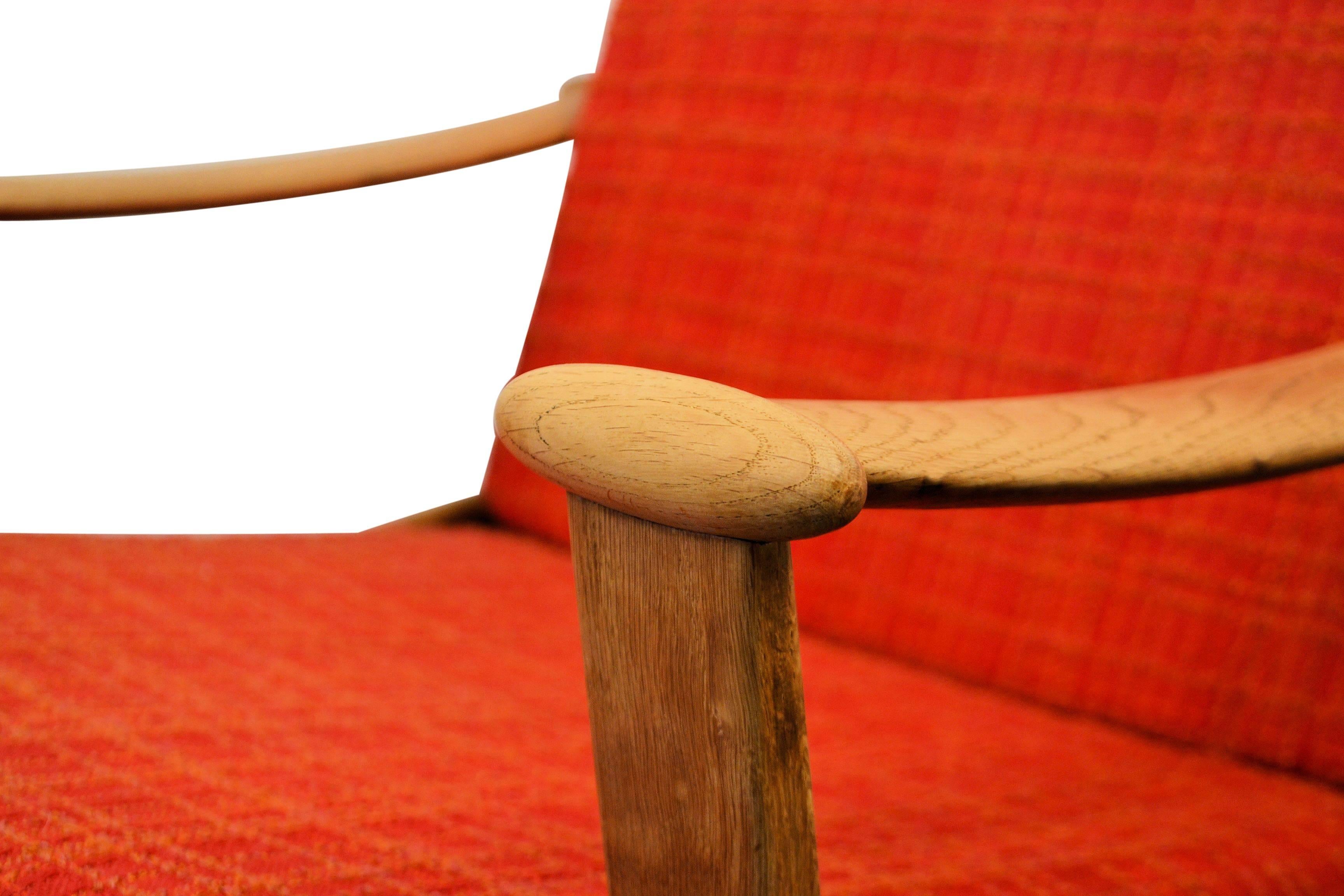 Fabric Finn Juhl Oak Rocking Chair For Sale