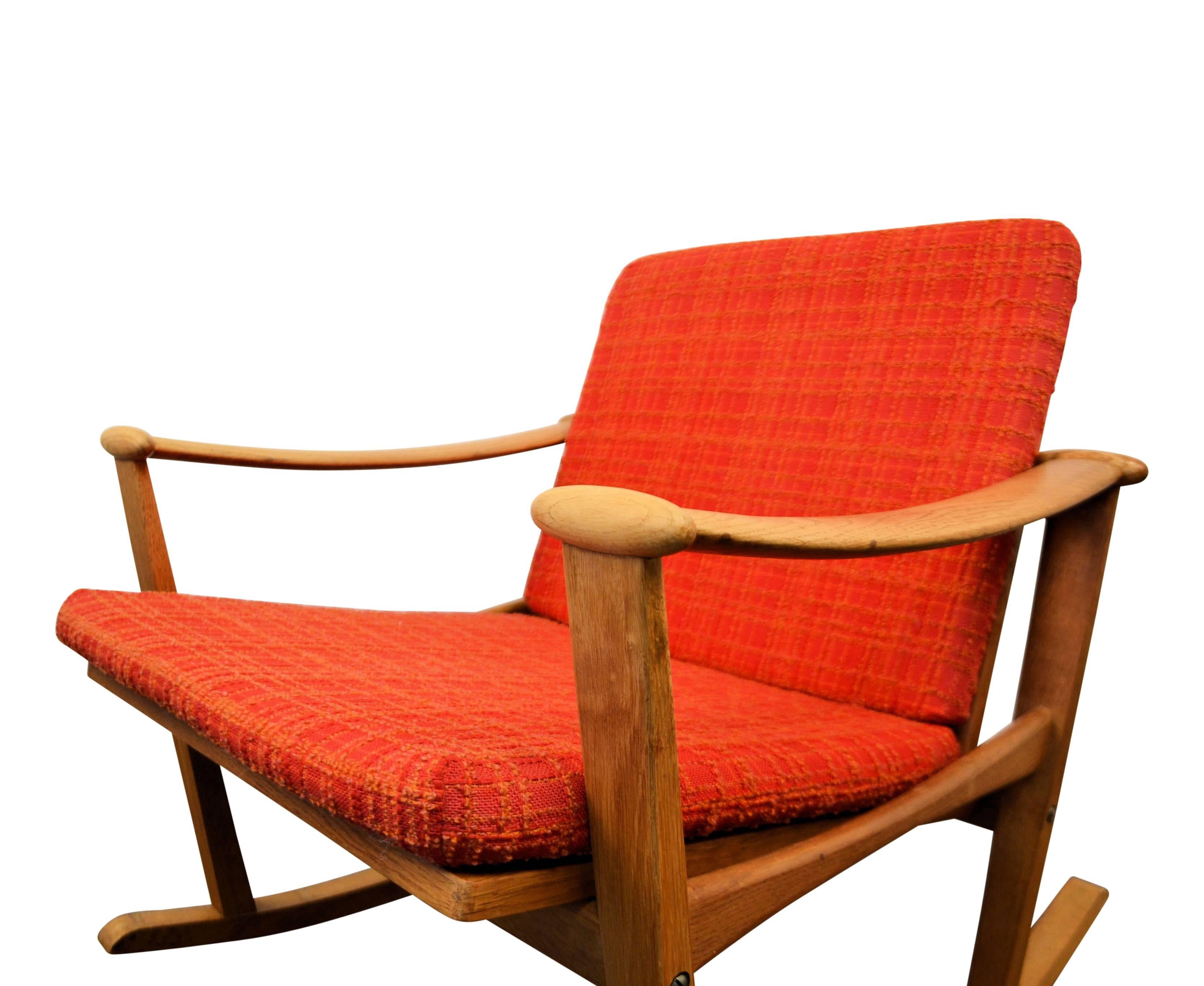 Finn Juhl Oak Rocking Chair For Sale 1