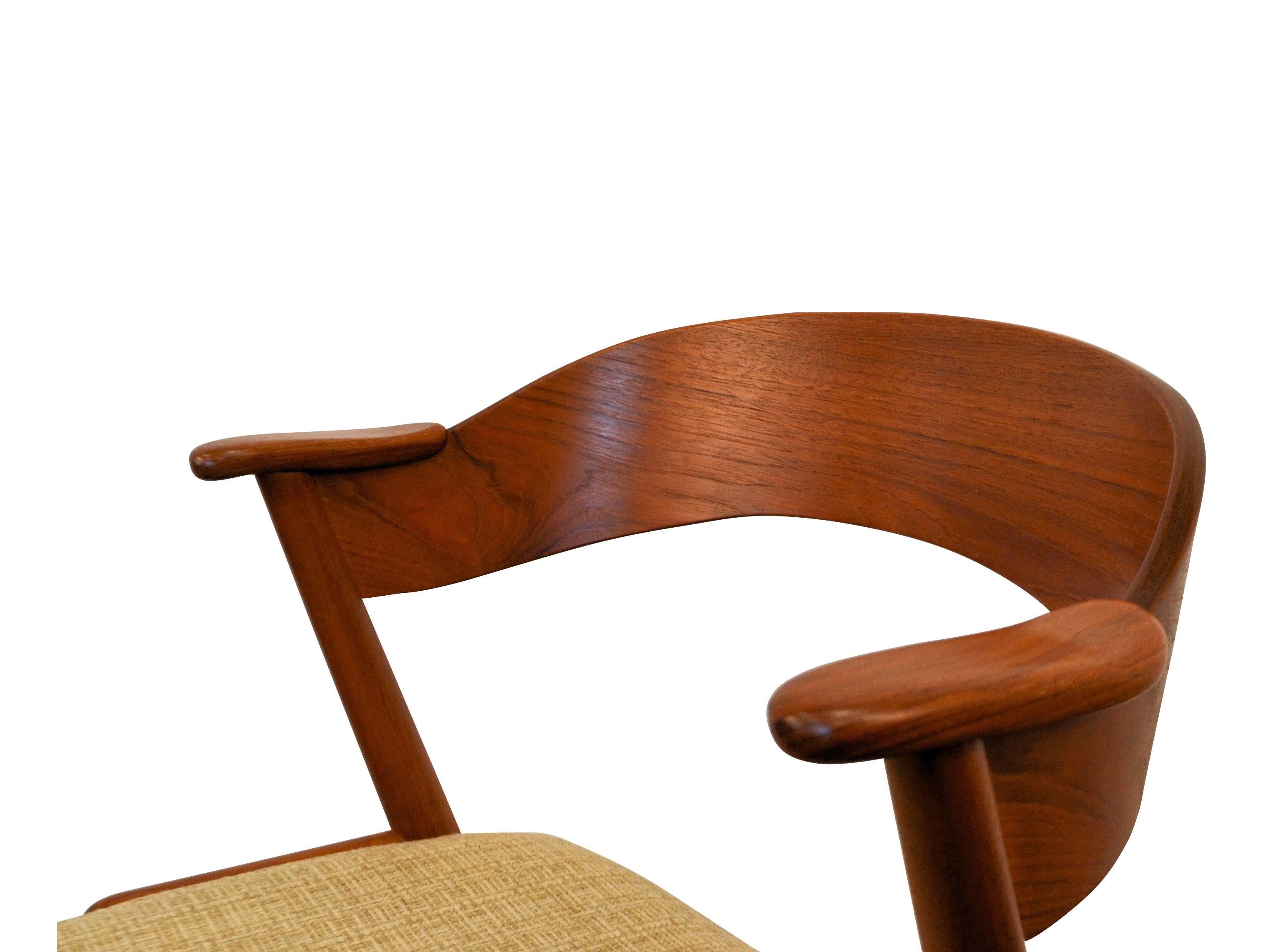 Mid-20th Century Kai Kristiansen Teak Armrest Dining Chairs For Sale