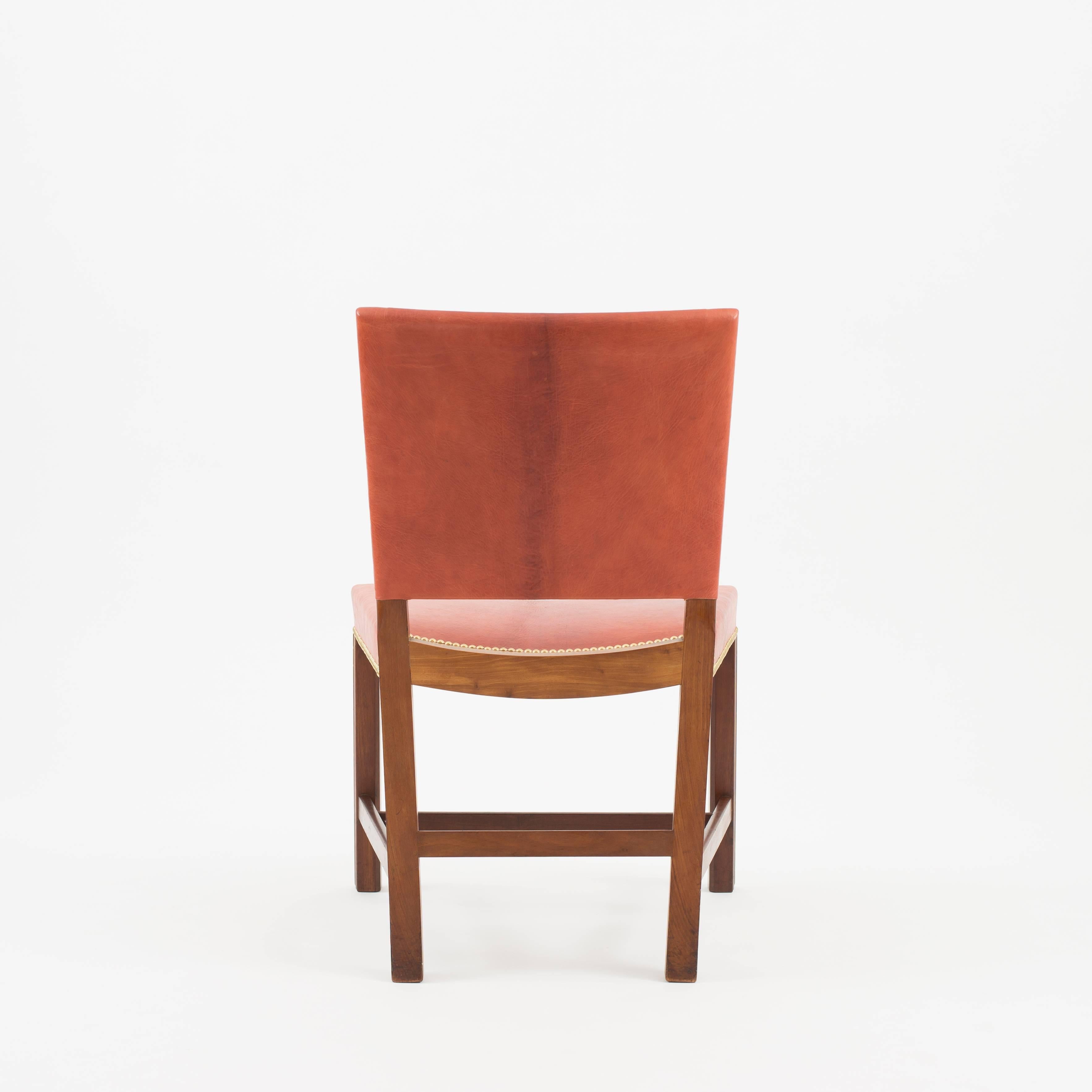 Kaare Klint Roter Stuhl, Rud. Rasmussen, 1930er Jahre (Skandinavische Moderne) im Angebot