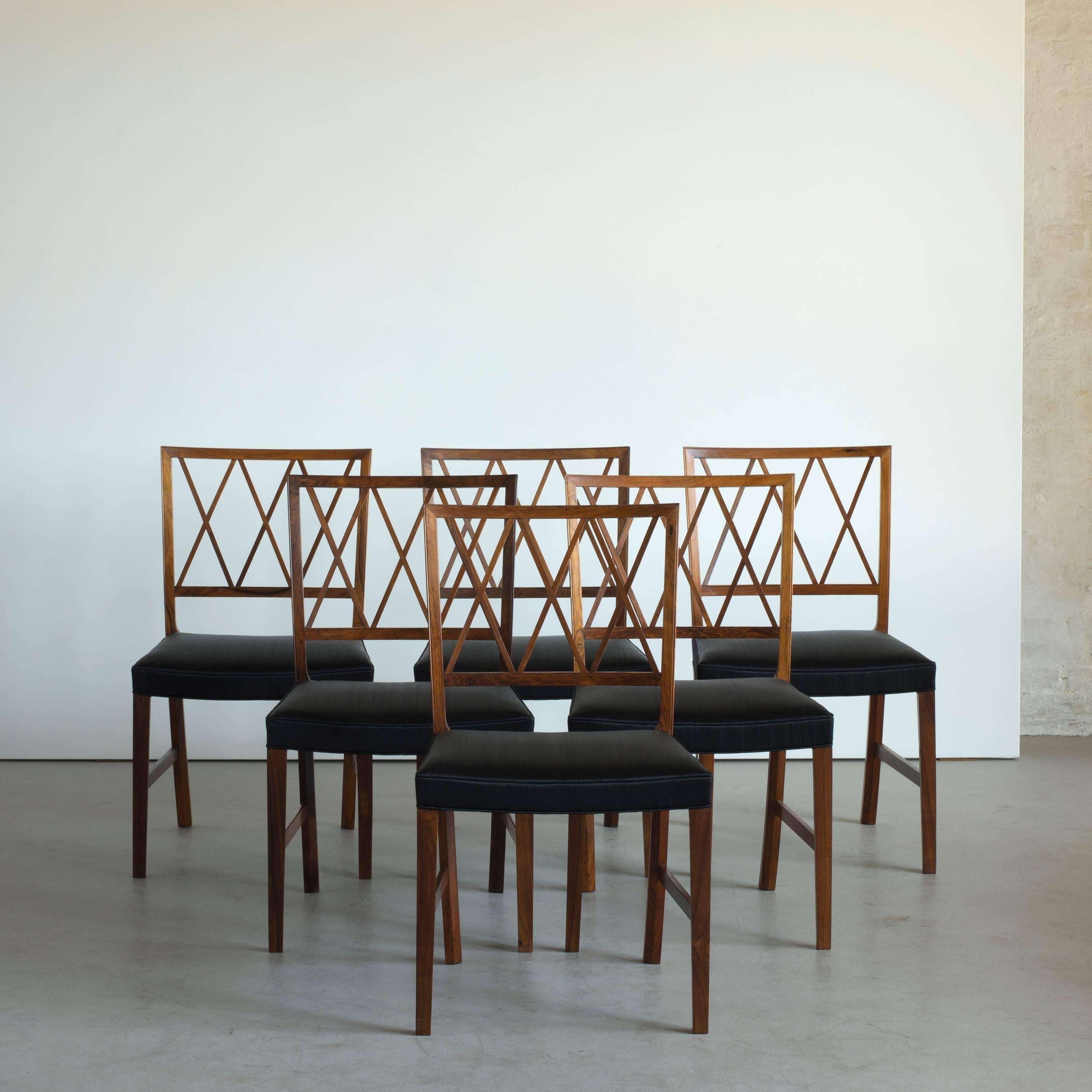 Danish Set of Six Ole Wanscher Dining Chairs for A. J. Iversen