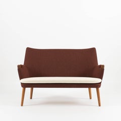 Hans J. Wegner Two-Seat Sofa in Oak and Fabric for AP Stolen