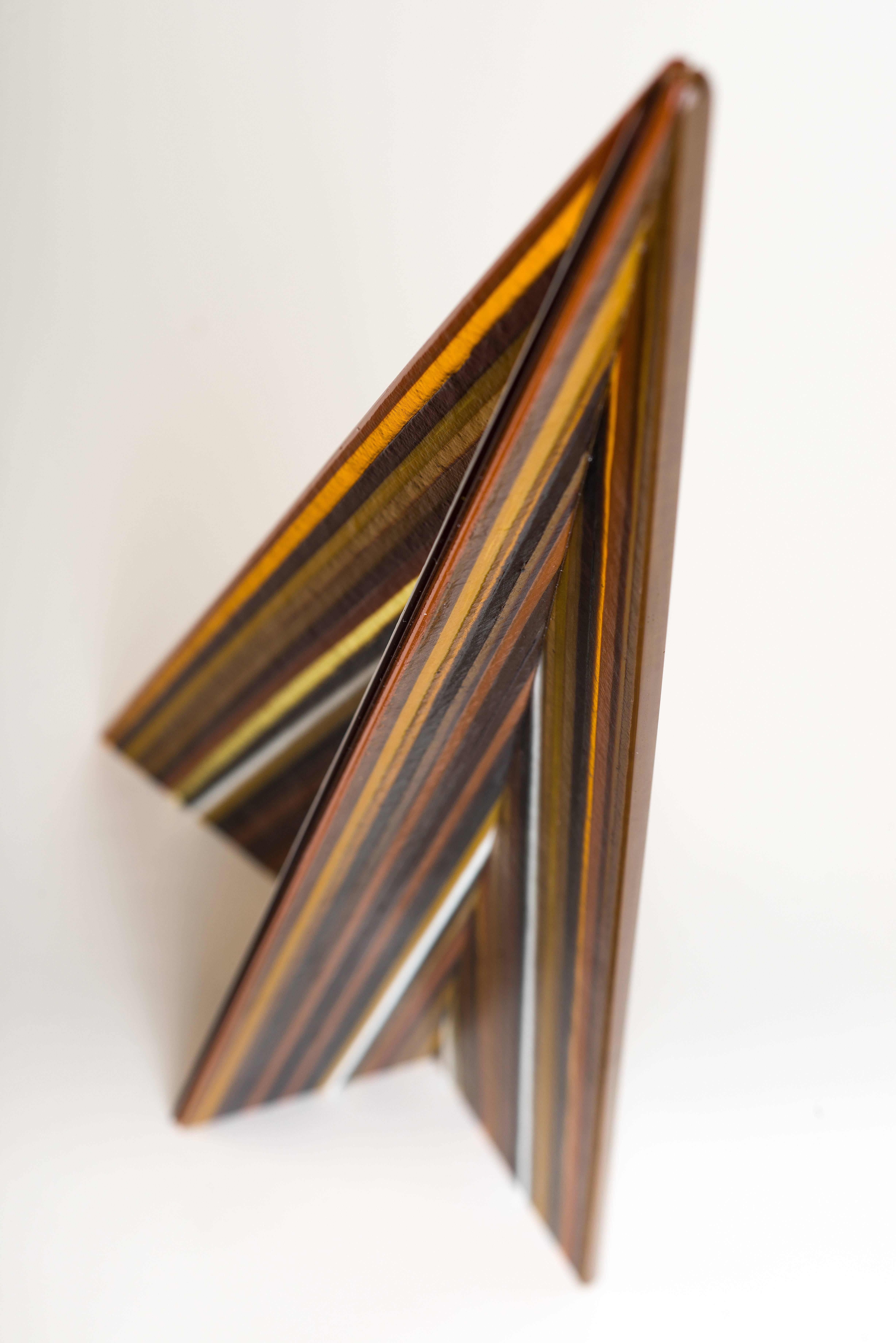 Mexican PAPER PLANE Striped Multicolor Sculpture Glass Decoration For Sale