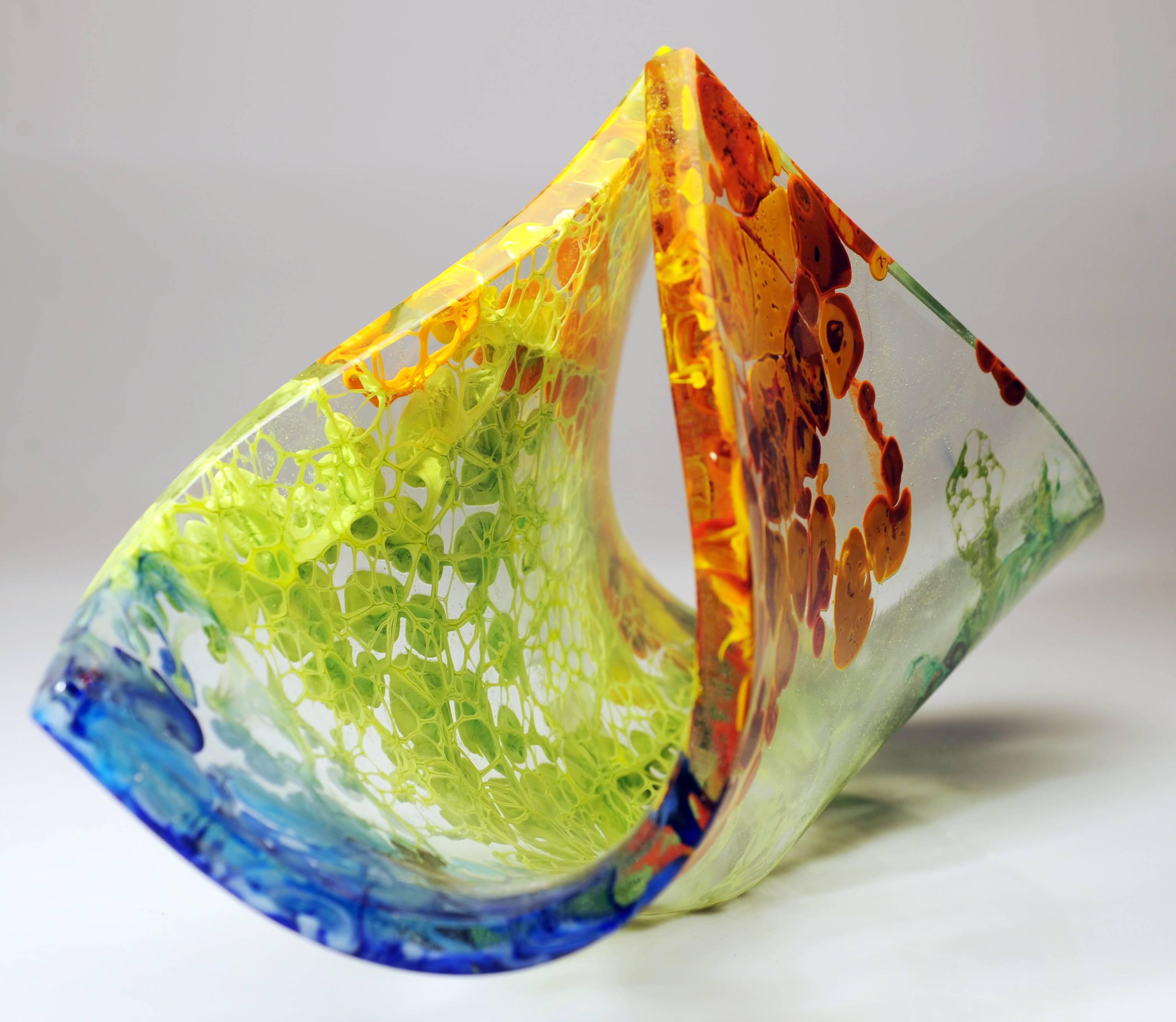 Other JIMMIZ MAREA Contemporary Organic Multicolor Glass Centerpiece Sculpture For Sale