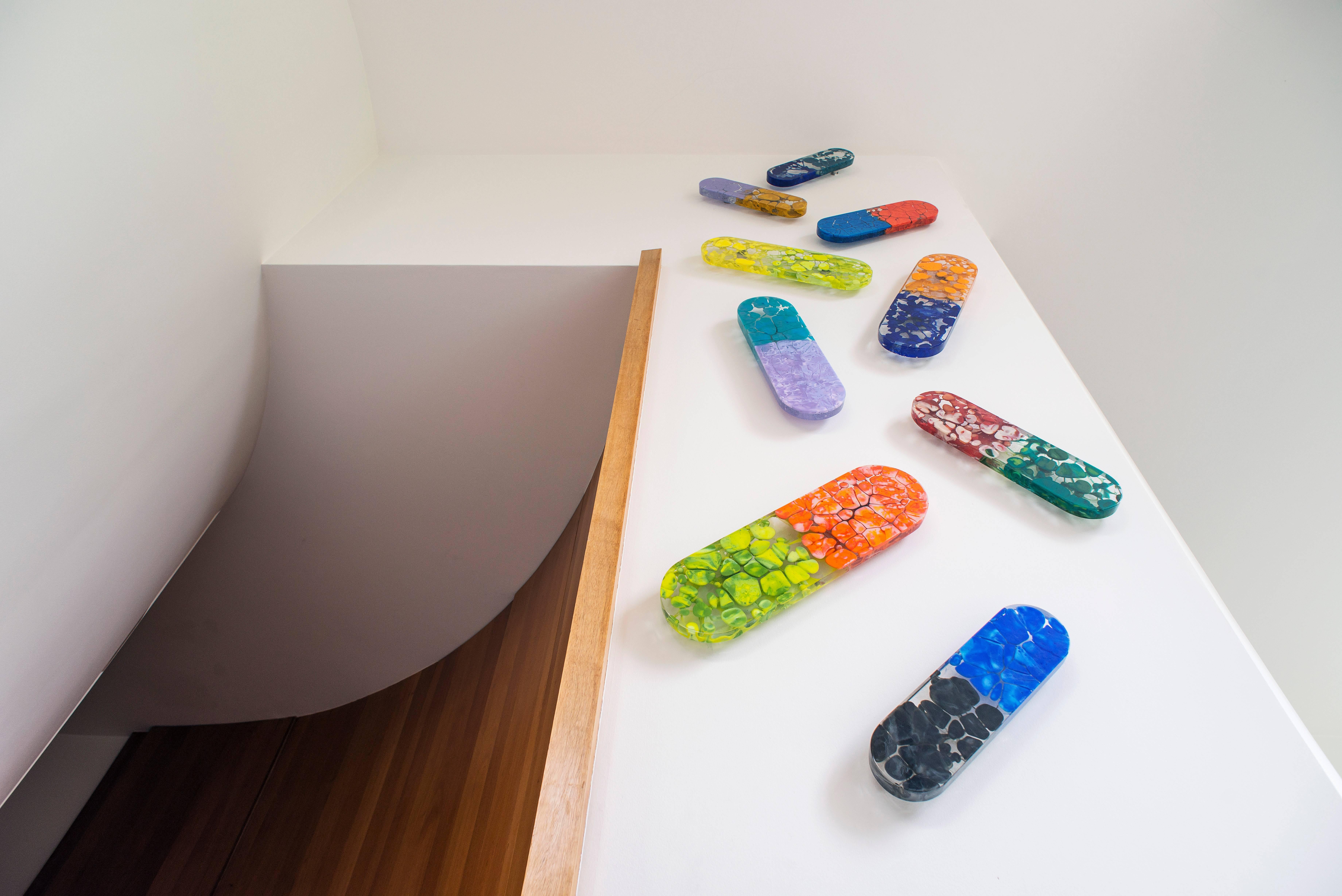 Organic Modern Colorful Organic Forms within Decorative Crystal Pills Installation For Sale