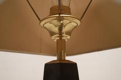 Black Resin Table Lamp with Brass Details in Style of Philippe Cheverny