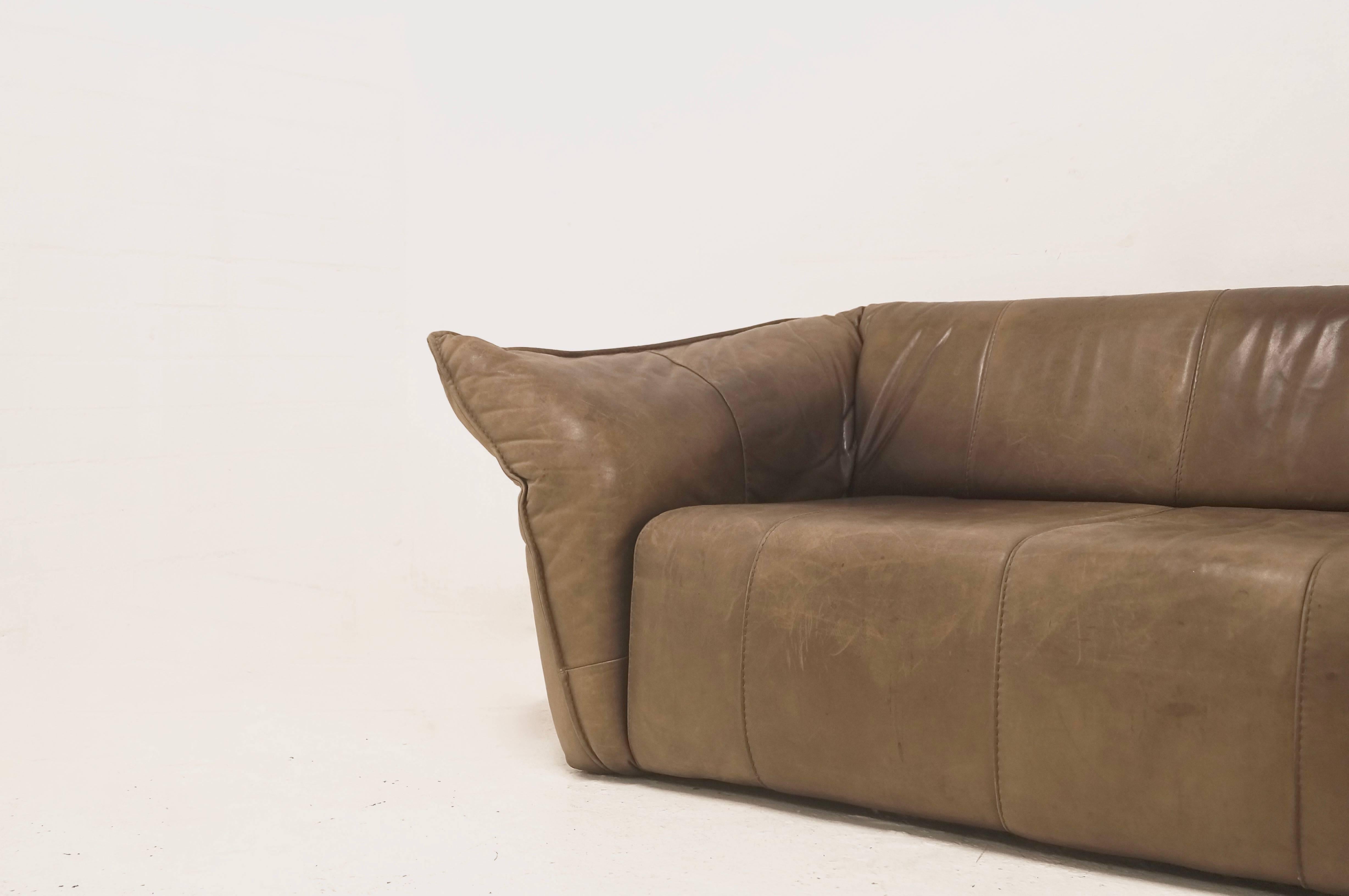 Dutch Mid-Century Montis 'Andes' 3, 5-Seat Leather Lounge Sofa by Gerard Van Den Berg