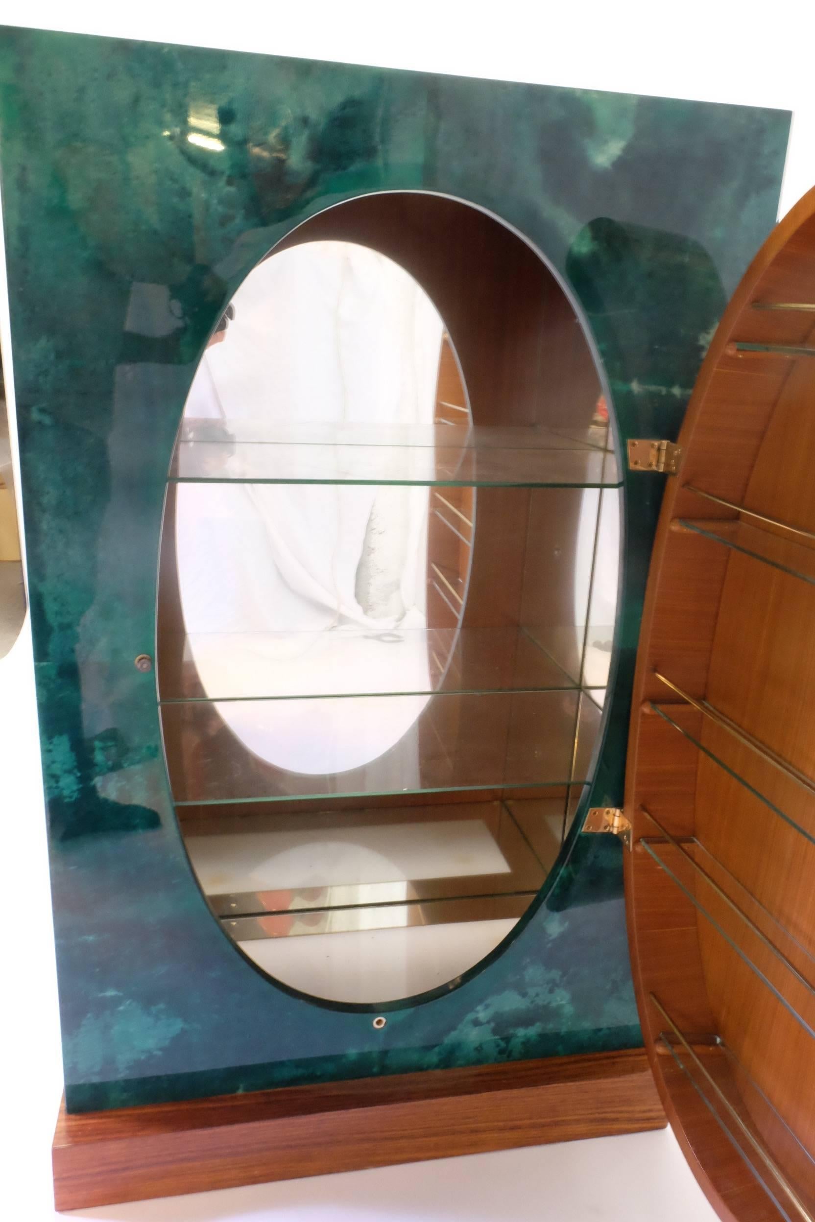 Italian Aldo Tura Bar in Green Goatskin