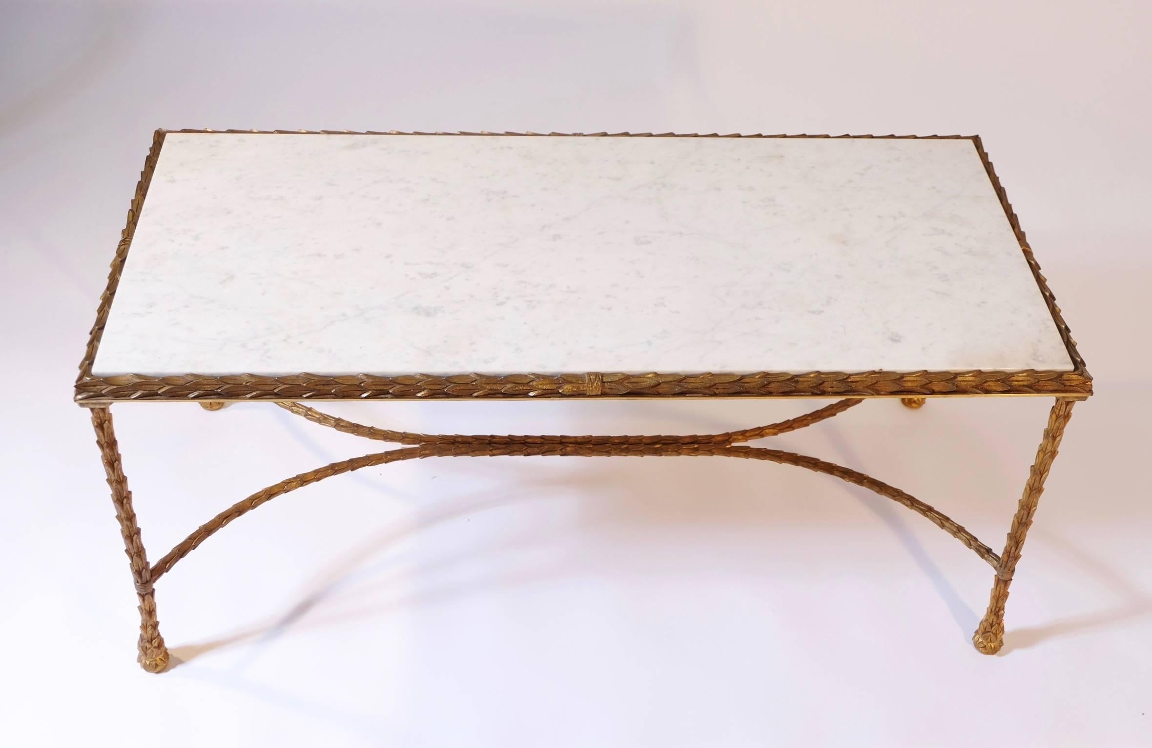 Mid-Century Modern Coffee Table in Gilt Bronze by Maison Baguès