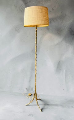Floor lamps triple bronze faux bamboo by Maison Bagues