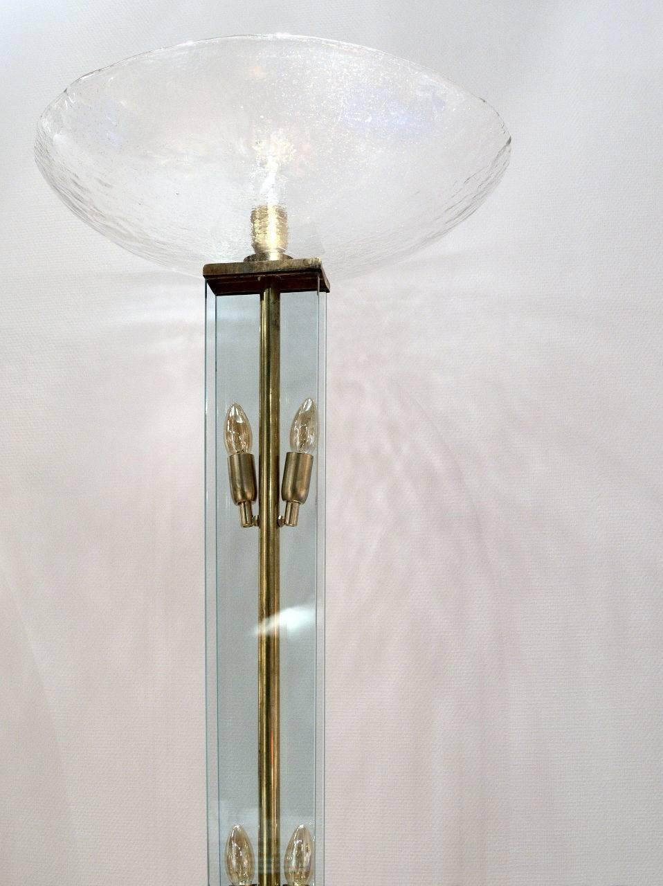 Italian Pair of Floor Lamps in the Style of Fontana Arte, circa 1960