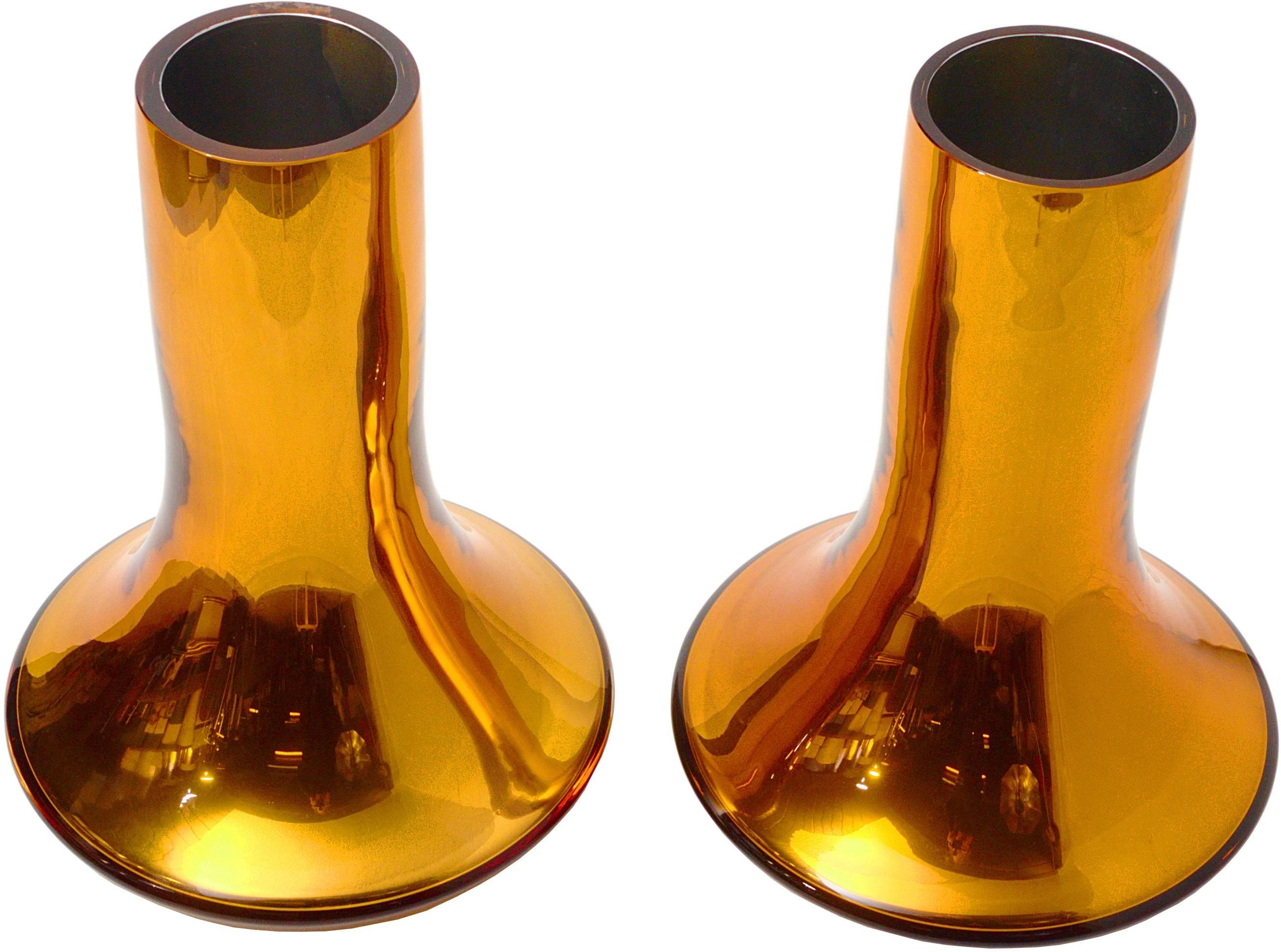 Modern Pair of Donghia's Gold Mercury Glass Vases 