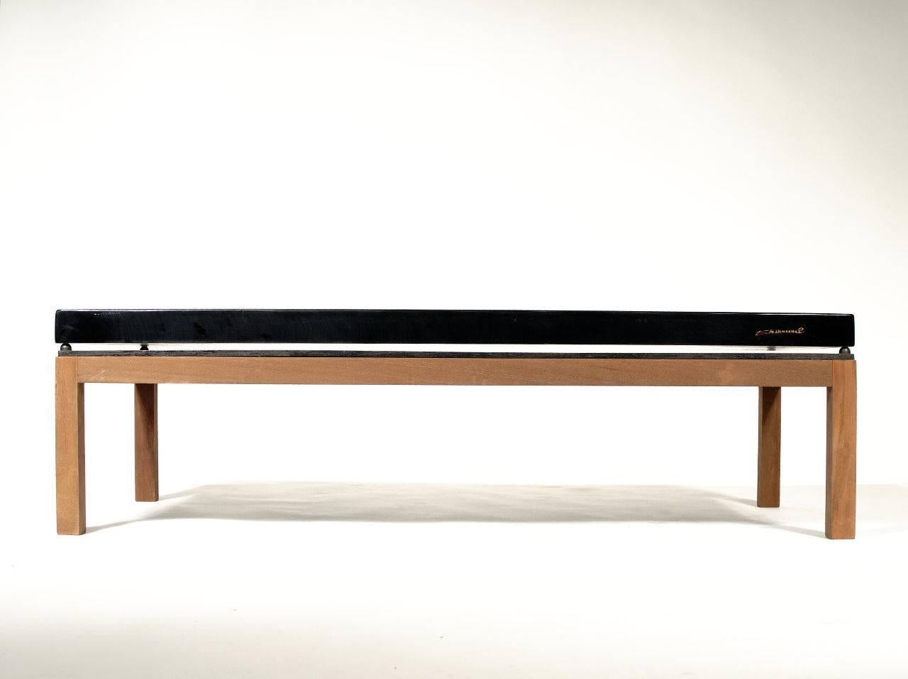 Mid-Century Modern Coffee Table by E. Allemeersch Black Resin and Marcassite