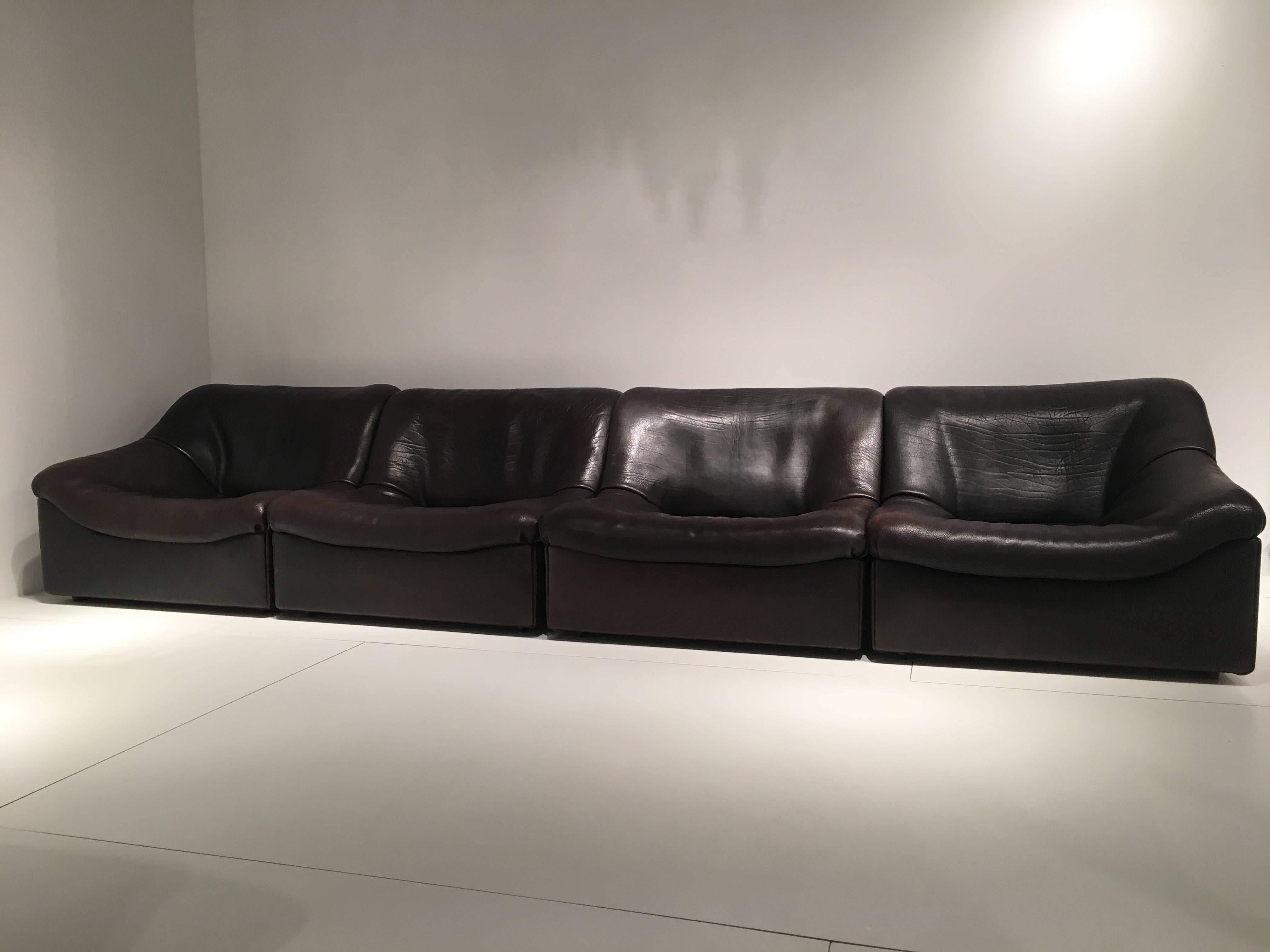 Late 20th Century Sofa De Sede DS46 Buffalo Leather, Five Elements