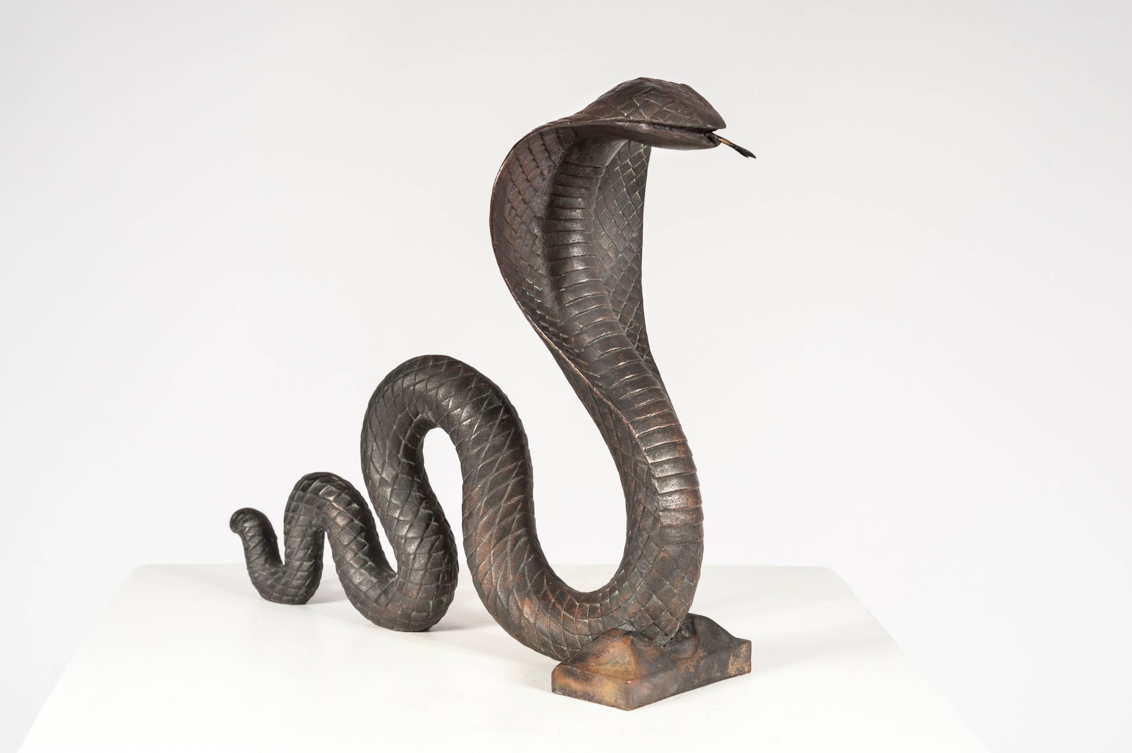 Pair of Cobra Andirons by Edgar Brandt (Art déco)