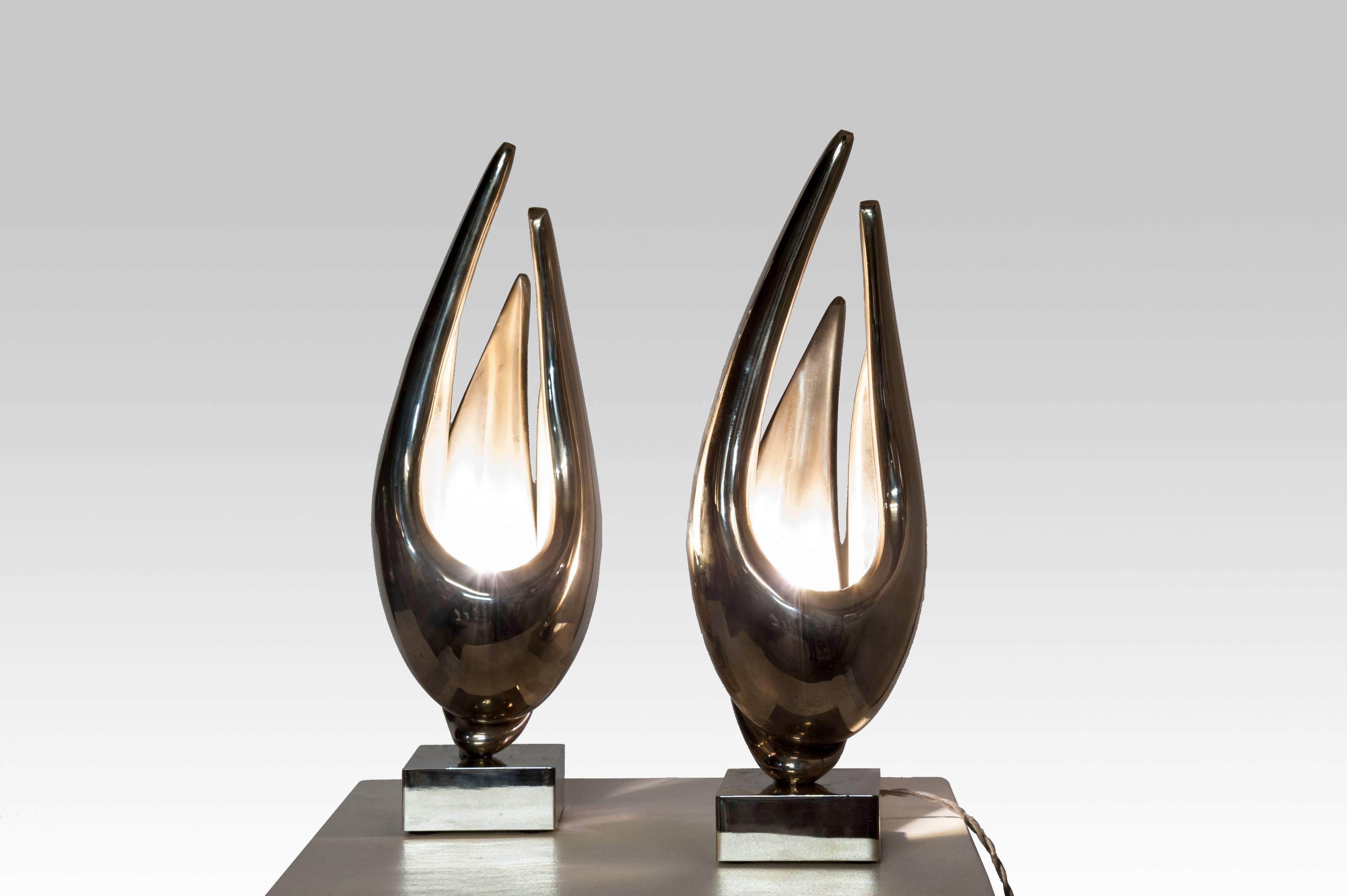A rare pair of table lamps by Michel Armand, France 1970 modele 